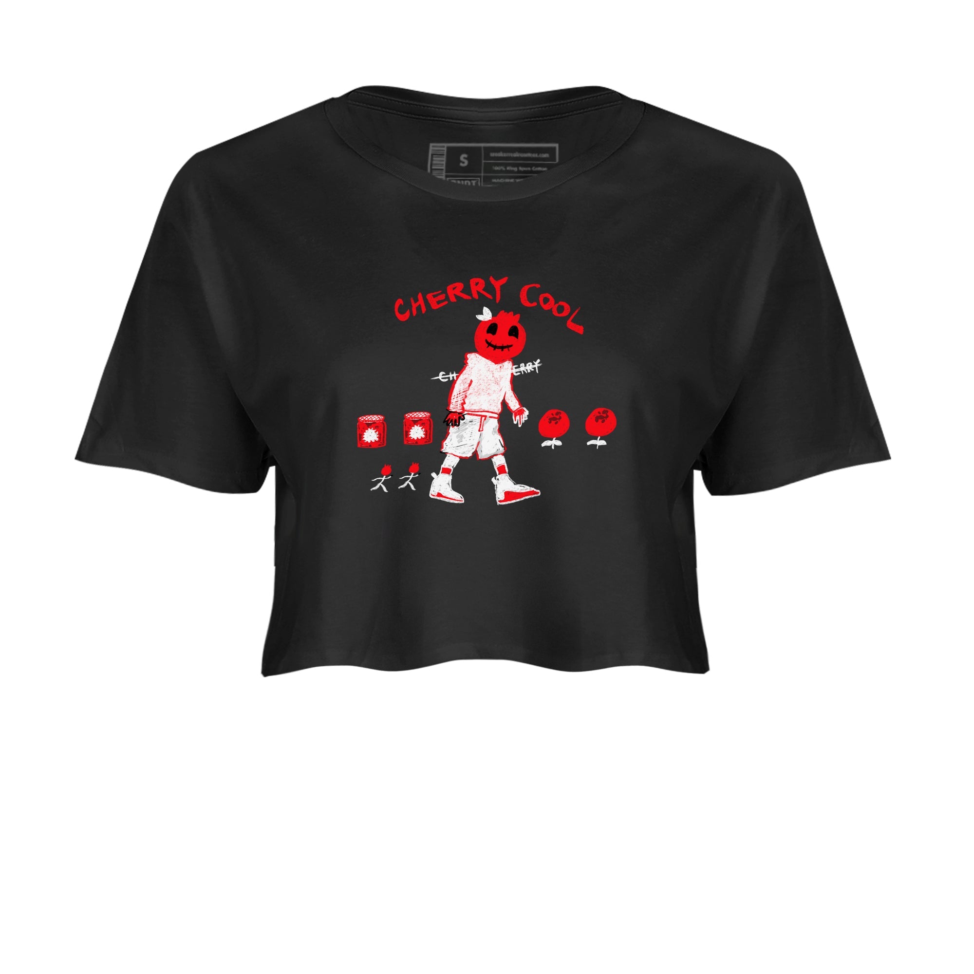 AJ12 Cherry shirts to match jordans Cherry Cool sneaker match tees Air Jordan 12 Cherry Drip Gear Zone streetwear brand Black 2 crop tee