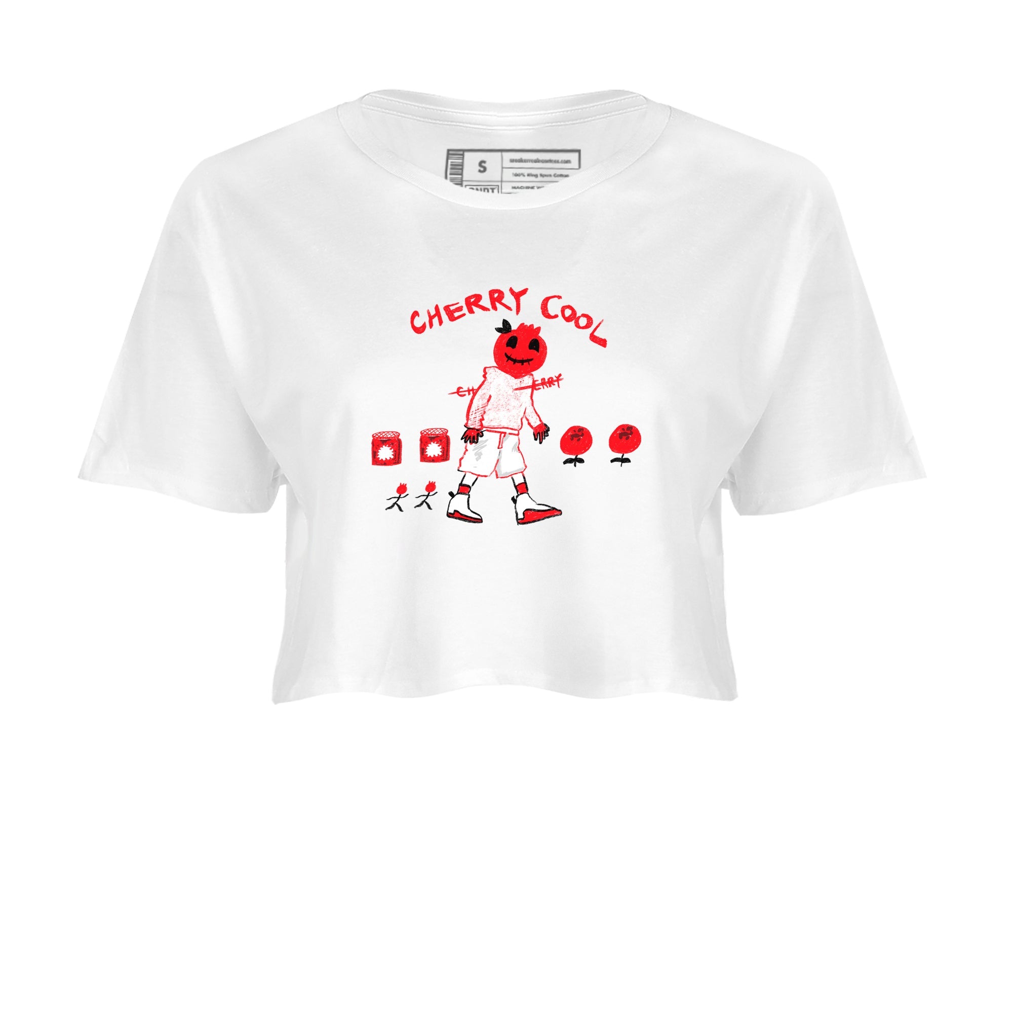 AJ12 Cherry shirts to match jordans Cherry Cool sneaker match tees Air Jordan 12 Cherry Drip Gear Zone streetwear brand White 2 crop tee