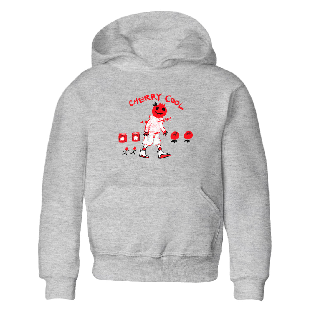 AJ12 Cherry shirts to match jordans Cherry Cool sneaker match tees Air Jordan 12 Cherry Drip Gear Zone streetwear brand Baby and Youth Heather Grey 2 cotton tee