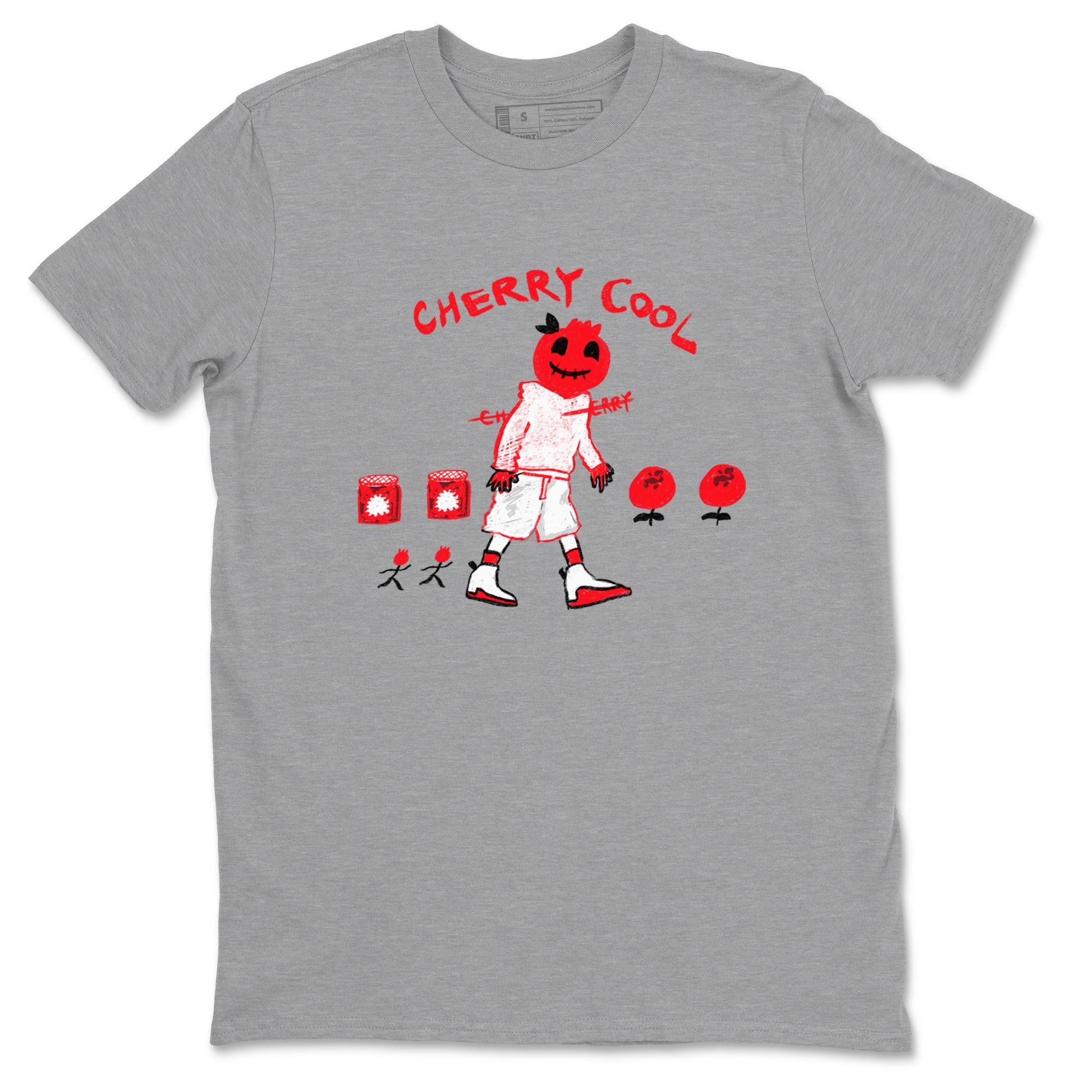 AJ12 Cherry shirts to match jordans Cherry Cool sneaker match tees Air Jordan 12 Cherry Drip Gear Zone streetwear brand Heather Grey 2 unisex cotton tee