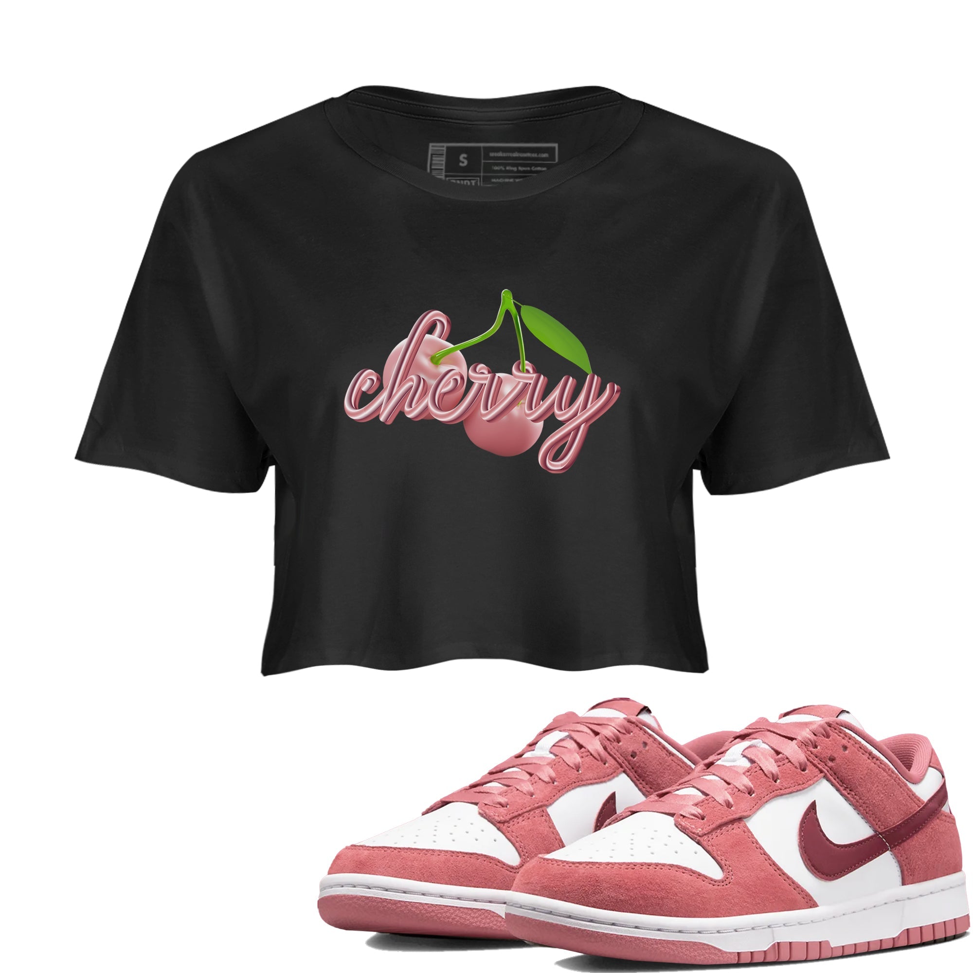 Dunk Valentines Day 2024 shirt to match jordans Cherry sneaker tees Dunk Happy Valentines Day 2024 Drip Gear Zone Black 1 Crop T-Shirt