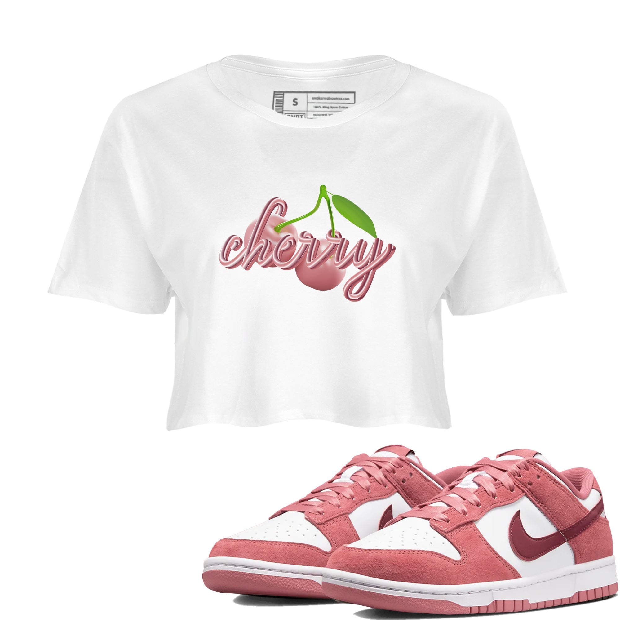 Dunk Valentines Day 2024 shirt to match jordans Cherry sneaker tees Dunk Happy Valentines Day 2024 Drip Gear Zone White 1 Crop T-Shirt
