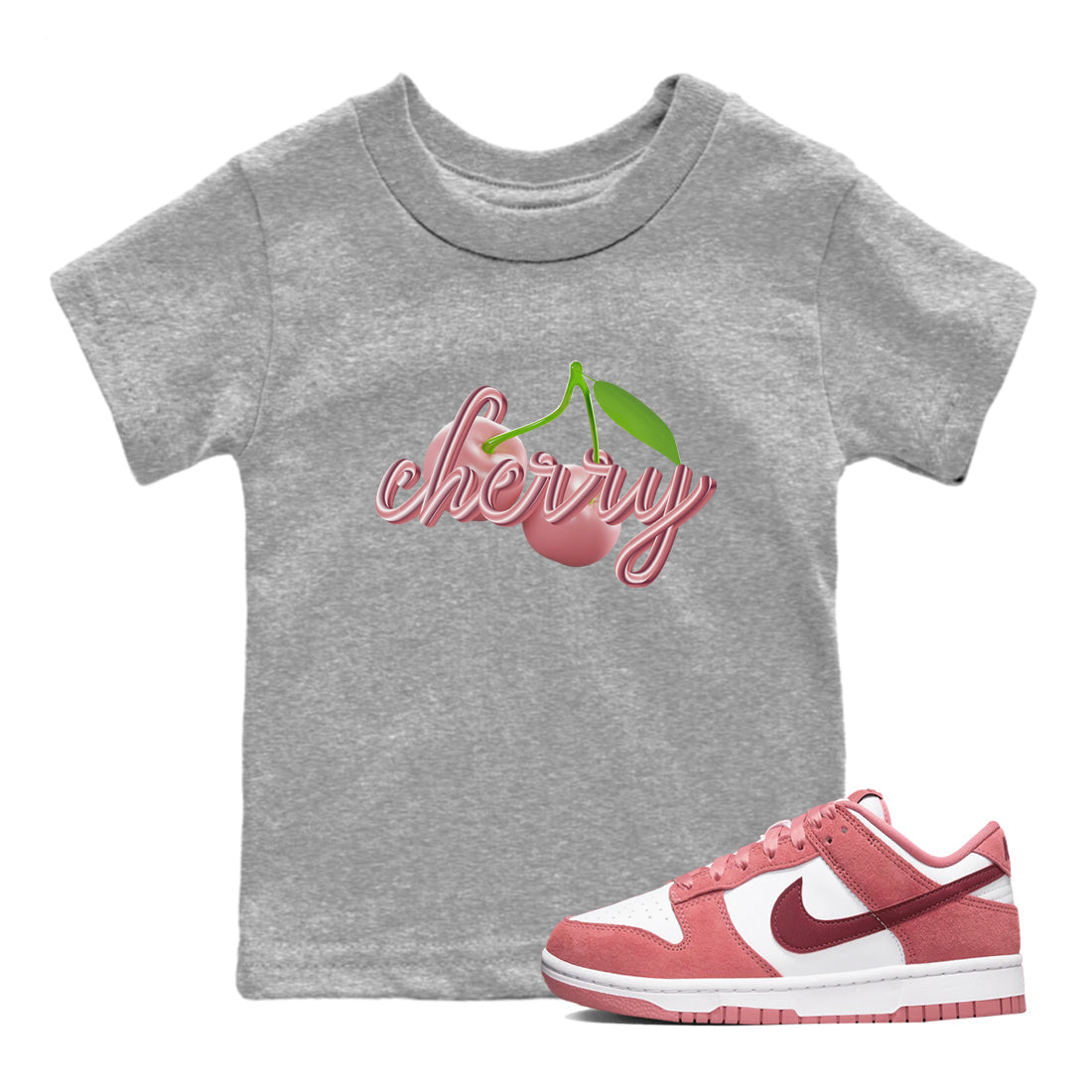 Dunk Valentines Day 2024 shirt to match jordans Cherry sneaker tees Dunk Happy Valentines Day 2024 Drip Gear Zone Baby Toddler Heather Grey 1 T-Shirt