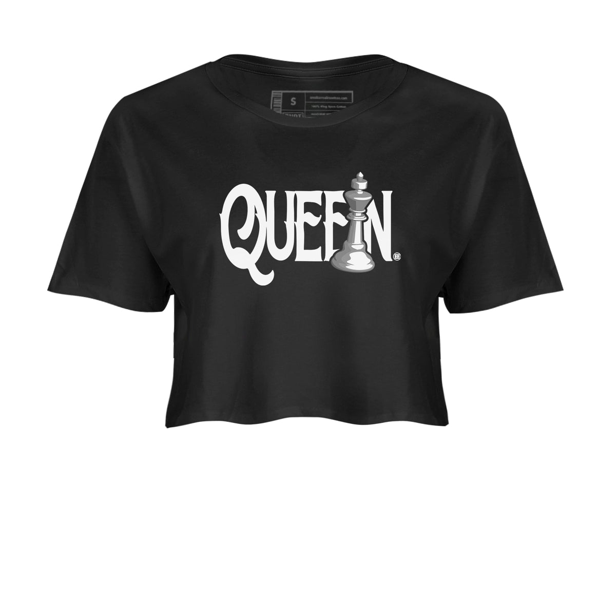 1s Wolf Grey shirts to match jordans Chess Queen sneaker match tees Air Jordan 1 Wolf Grey Drip Gear Zone streetwear brand Black 2 crop tee