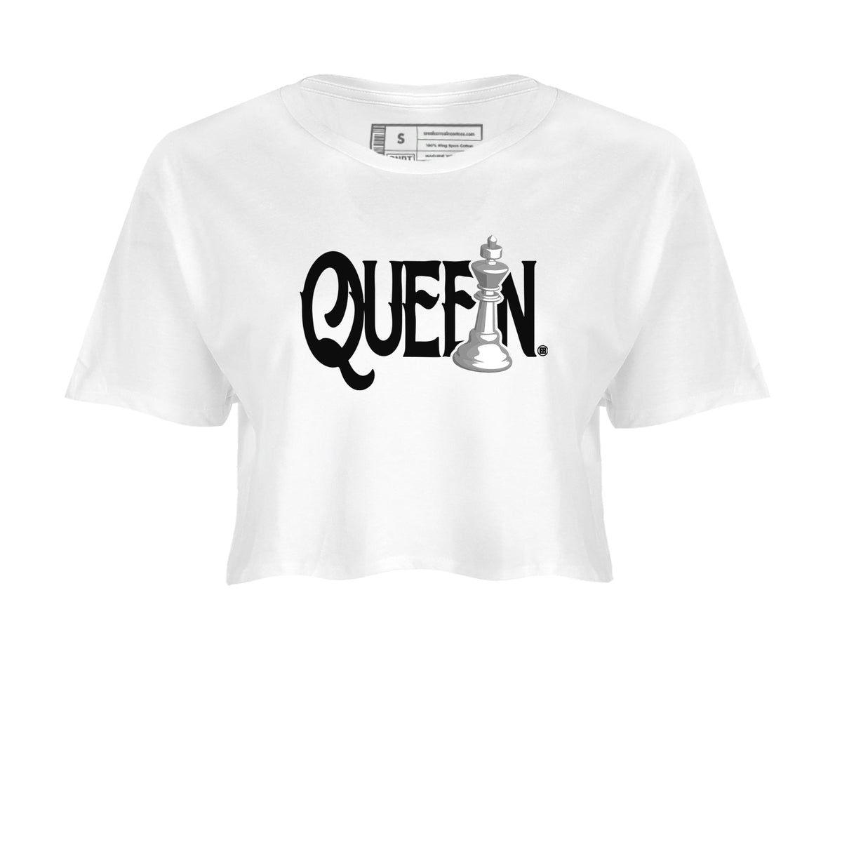 1s Wolf Grey shirts to match jordans Chess Queen sneaker match tees Air Jordan 1 Wolf Grey Drip Gear Zone streetwear brand White 2 crop tee
