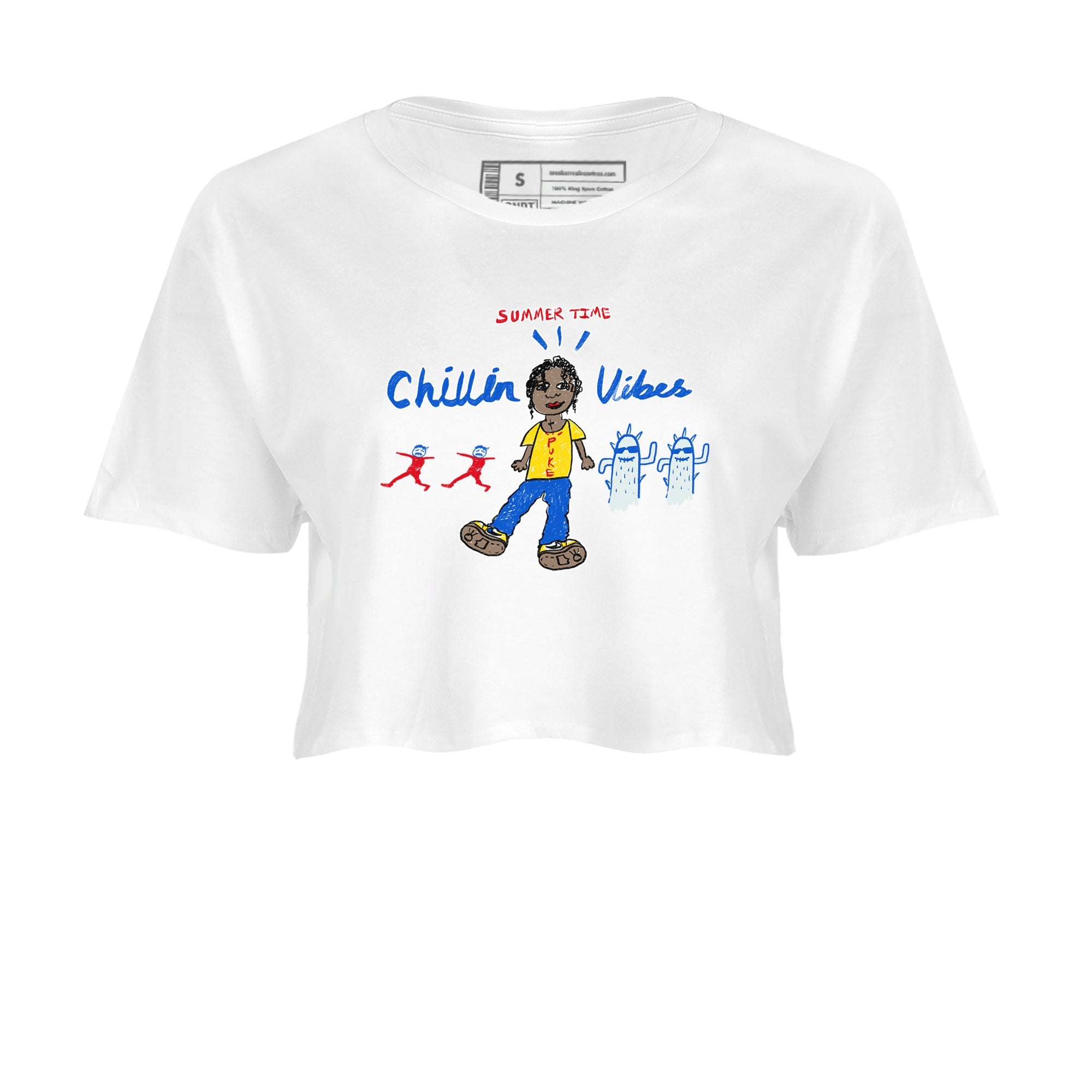 Air Jordan 1 Travis x Scott x Canary shirt to match jordans Chillin Vibes sneaker tees Air Jordan 1 Travis Scott Canary Drip Gear Zone White 2 crop length shirt