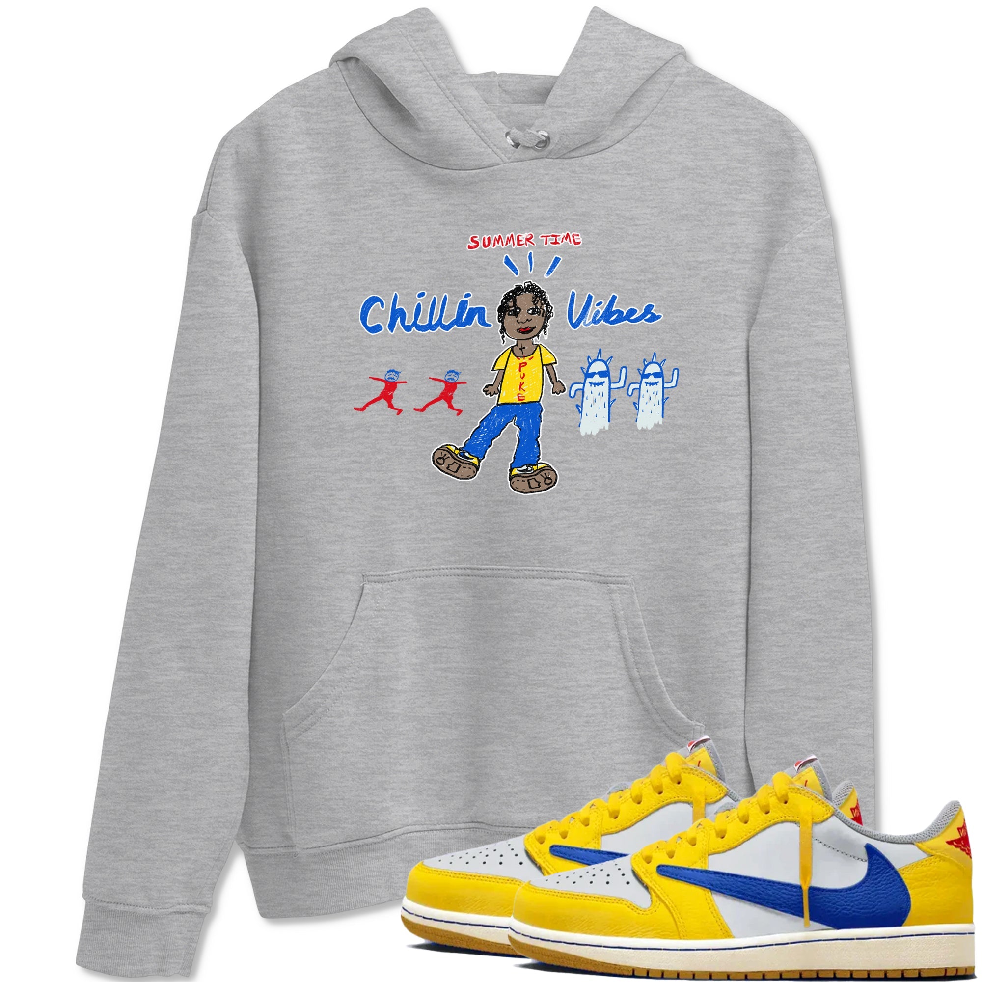 Air Jordan 1 Travis x Scott x Canary shirt to match jordans Chillin Vibes sneaker tees Air Jordan 1 Travis Scott Canary Drip Gear Zone unisex cotton Heather Grey 1 crew neck shirt