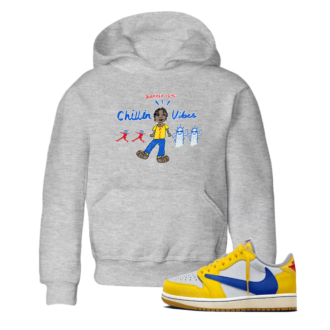 Air Jordan 1 Travis x Scott x Canary shirt to match jordans Chillin Vibes sneaker tees Air Jordan 1 Travis Scott Canary Drip Gear Zone baby toddler Heather Grey 1 cotton Shirt