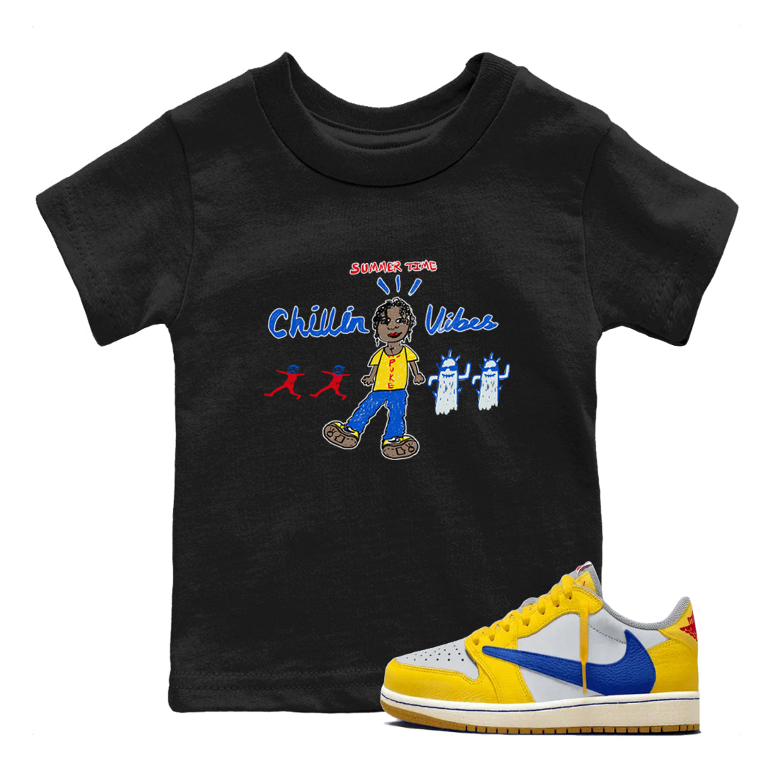 Air Jordan 1 Travis x Scott x Canary shirt to match jordans Chillin Vibes sneaker tees Air Jordan 1 Travis Scott Canary Drip Gear Zone baby toddler Black 1 cotton Shirt
