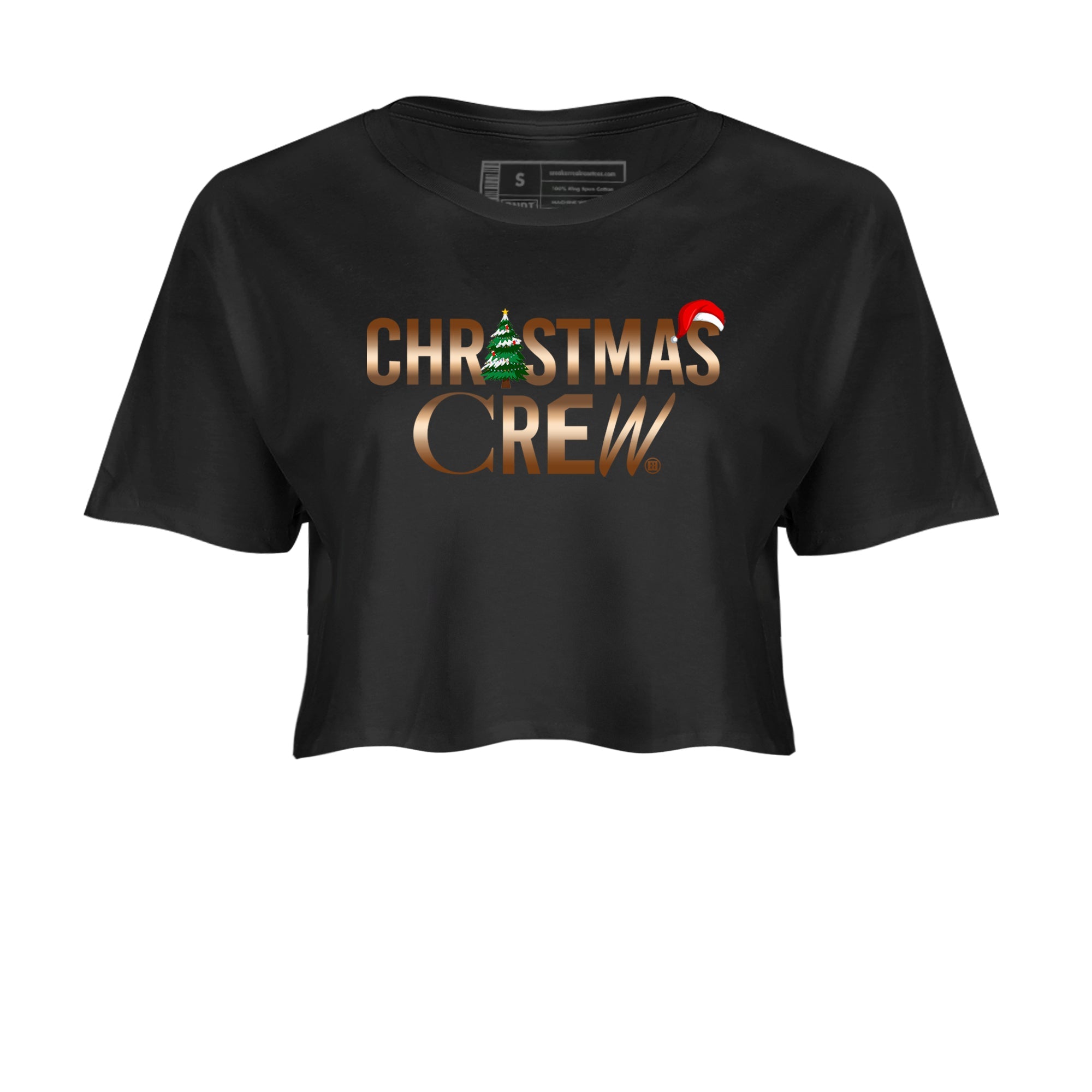 Foams One Metallic Copper shirts to match jordans Christmas Crew Christmas Holiday sneaker match tees Air Foamposite One Metallic Copper match shoes to clothes Drip Gear Zone unisex cotton Black 2 crop tee