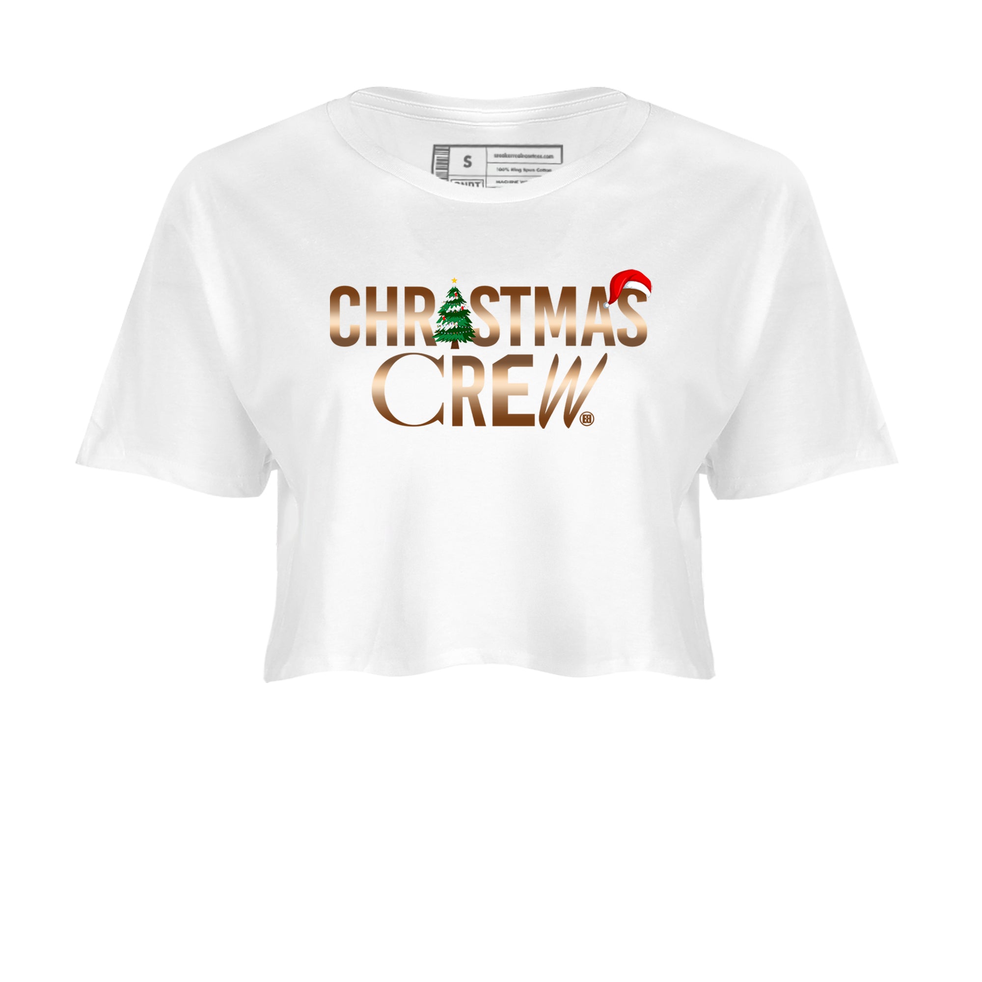 Foams One Metallic Copper shirts to match jordans Christmas Crew Christmas Holiday sneaker match tees Air Foamposite One Metallic Copper match shoes to clothes Drip Gear Zone unisex cotton White 2 crop tee