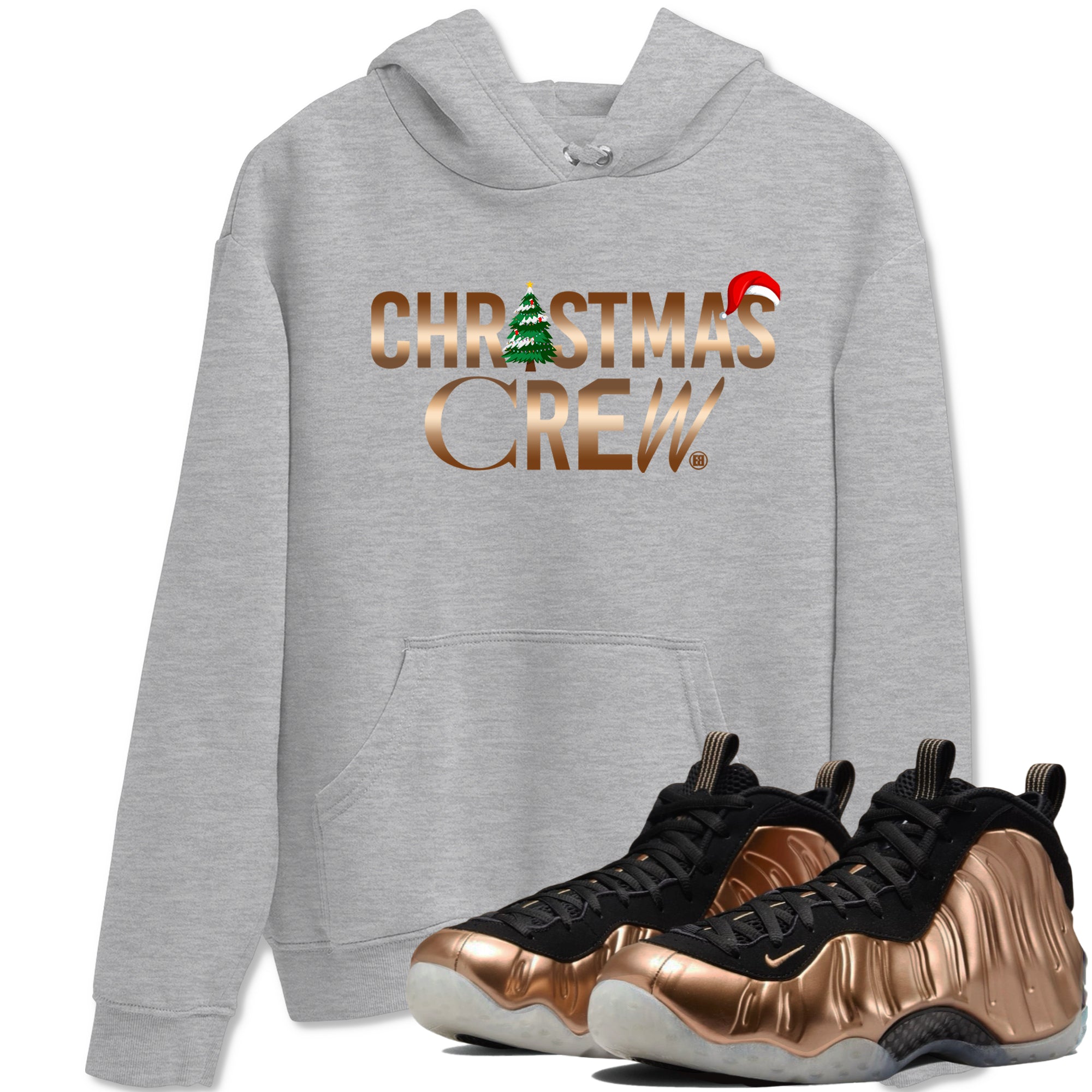 Foams One Metallic Copper shirts to match jordans Christmas Crew Christmas Holiday sneaker match tees Air Foamposite One Metallic Copper match shoes to clothes Drip Gear Zone unisex cotton Heather Grey 1 shirts