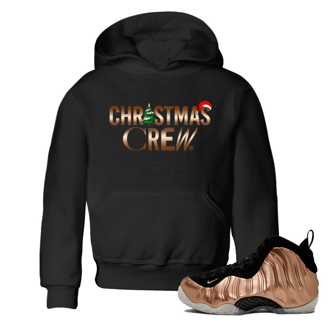 Foams One Metallic Copper shirts to match jordans Christmas Crew Christmas Holiday sneaker match tees Air Foamposite One Metallic Copper match shoes to clothes Drip Gear Zone Youth Baby Black 1 tee