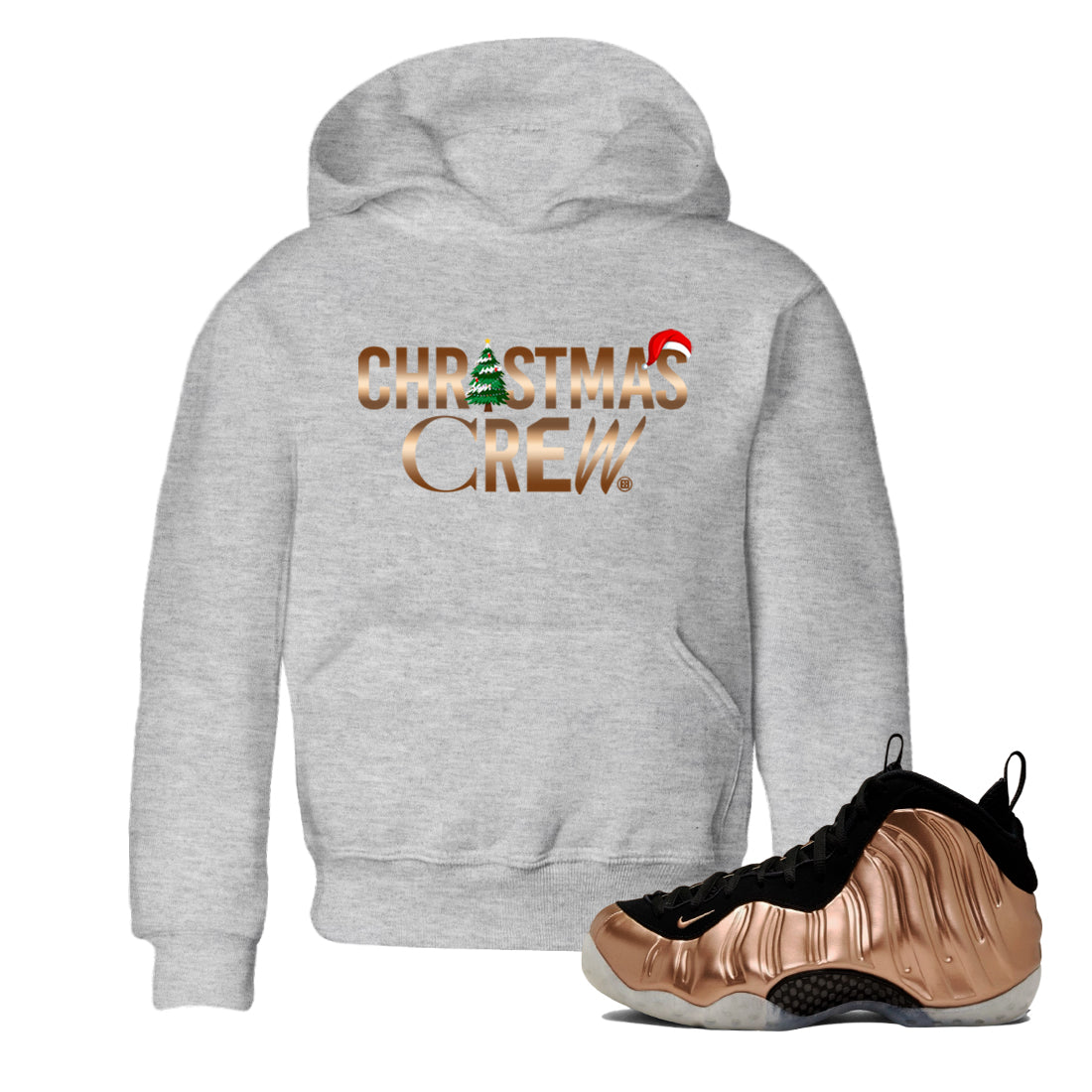 Foams One Metallic Copper shirts to match jordans Christmas Crew Christmas Holiday sneaker match tees Air Foamposite One Metallic Copper match shoes to clothes Drip Gear Zone Youth Baby Heather Grey 1 tee