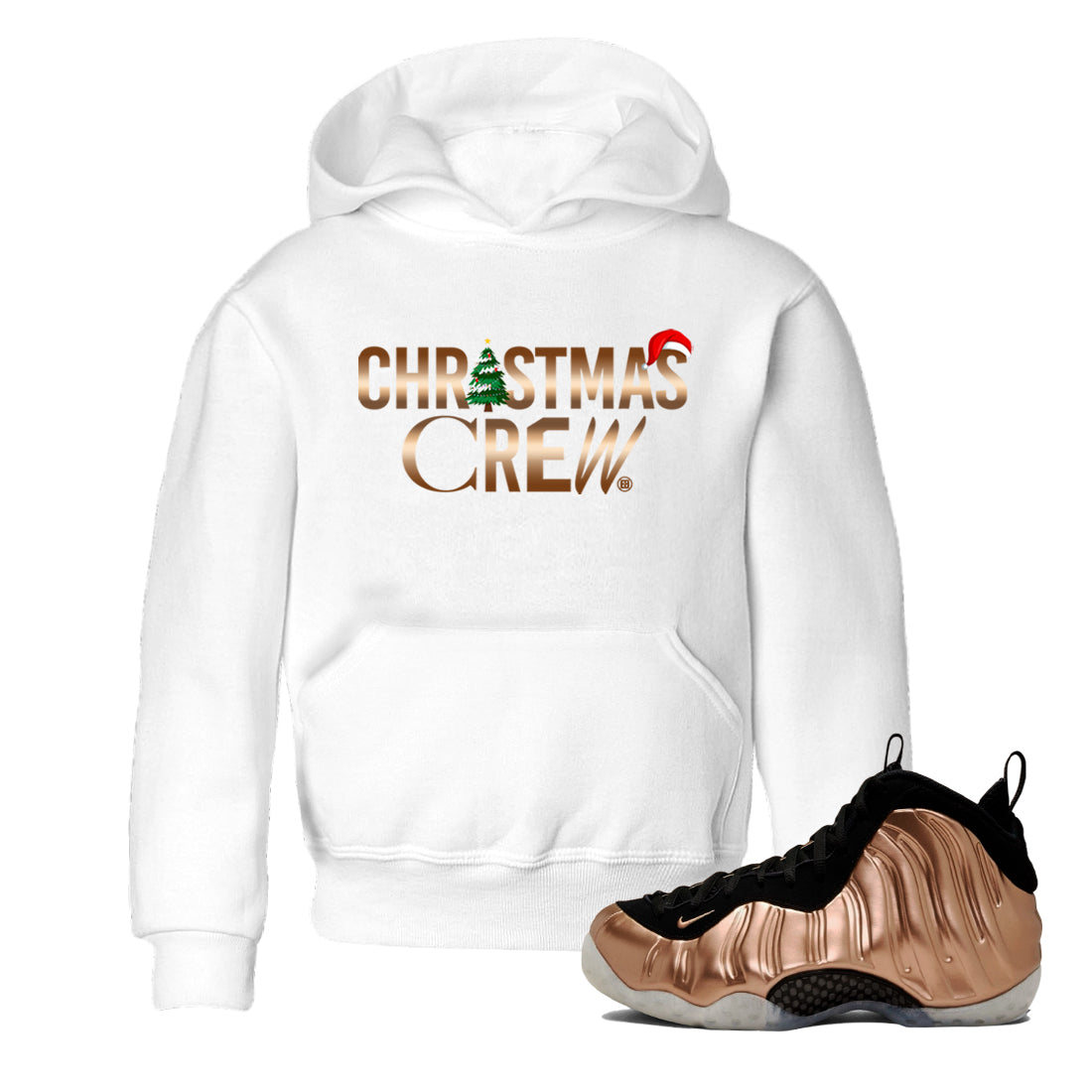Foams One Metallic Copper shirts to match jordans Christmas Crew Christmas Holiday sneaker match tees Air Foamposite One Metallic Copper match shoes to clothes Drip Gear Zone Youth Baby White 1 tee