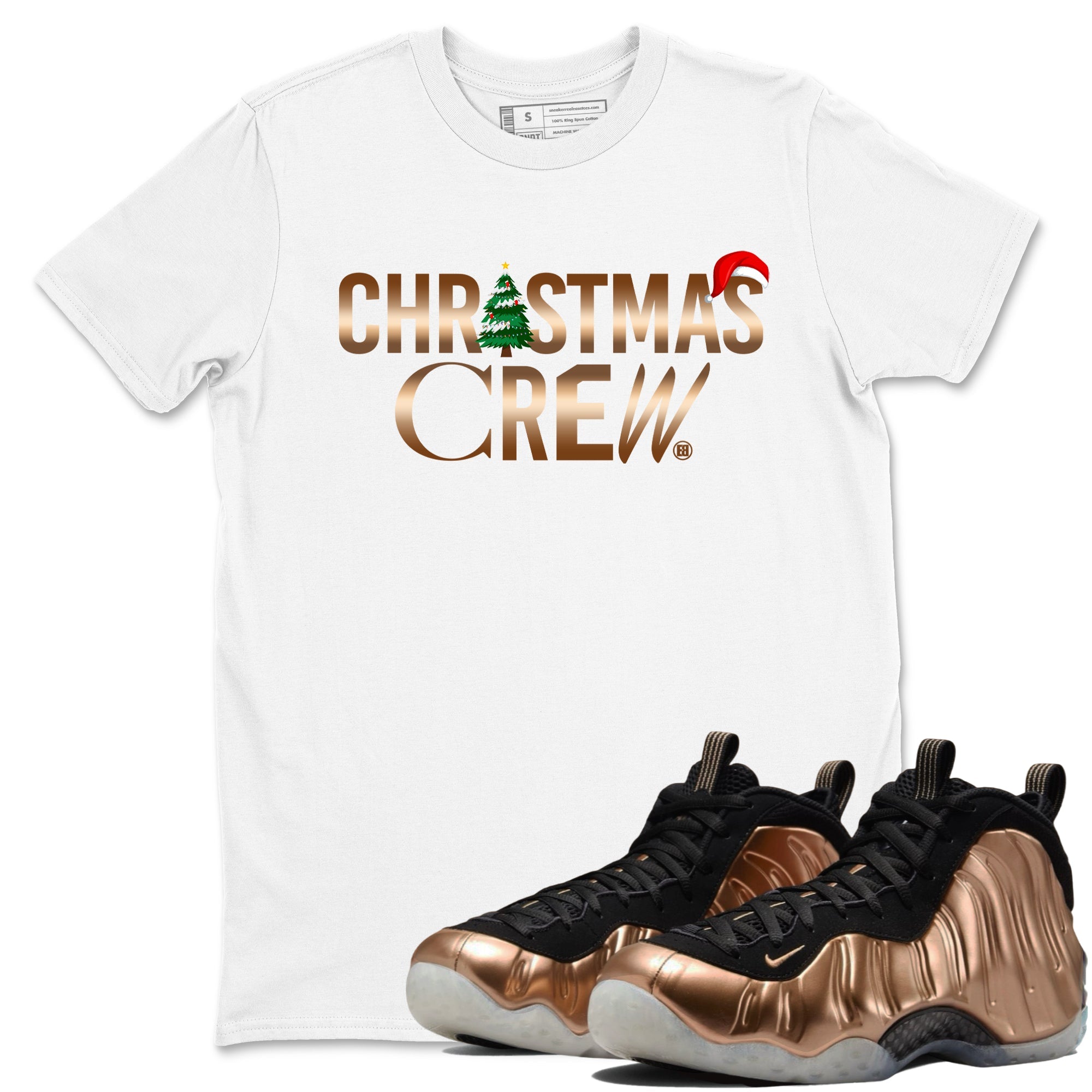 Foams One Metallic Copper shirts to match jordans Christmas Crew Christmas Holiday sneaker match tees Air Foamposite One Metallic Copper match shoes to clothes Drip Gear Zone unisex cotton White 1 shirts