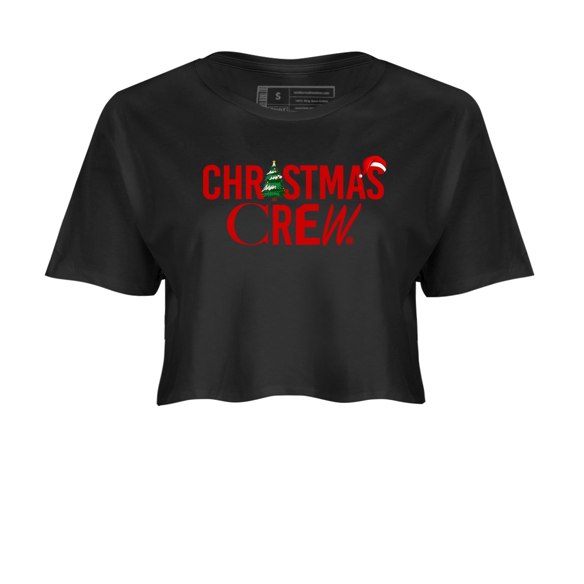 11s WMNS Bred Velvet t-shirts to match sneakers Holiday Christmas Crew sneaker match tees Air Jordan 11 Bred Velvet match shoes to clothes Drip Gear Zone unisex cotton Black 2 crop tee