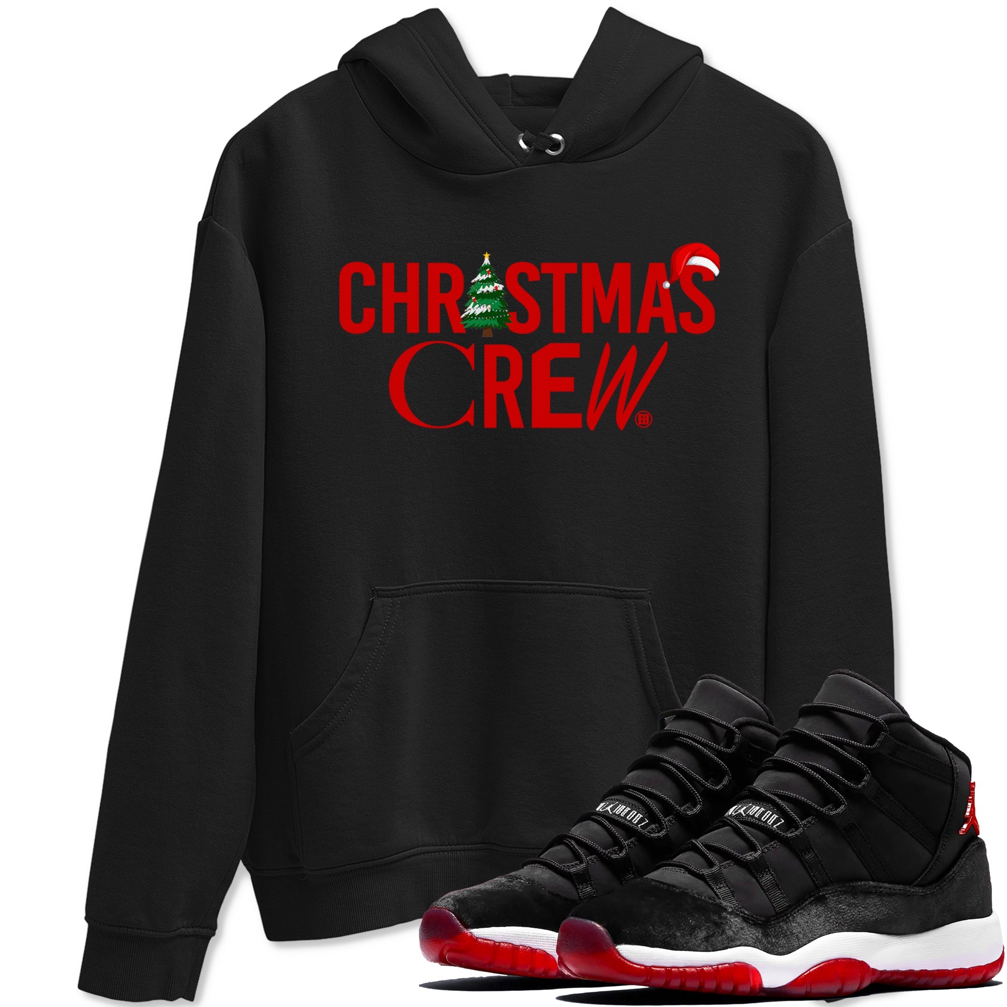 11s WMNS Bred Velvet t-shirts to match sneakers Holiday Christmas Crew sneaker match tees Air Jordan 11 Bred Velvet match shoes to clothes Drip Gear Zone unisex cotton Black 1 shirts
