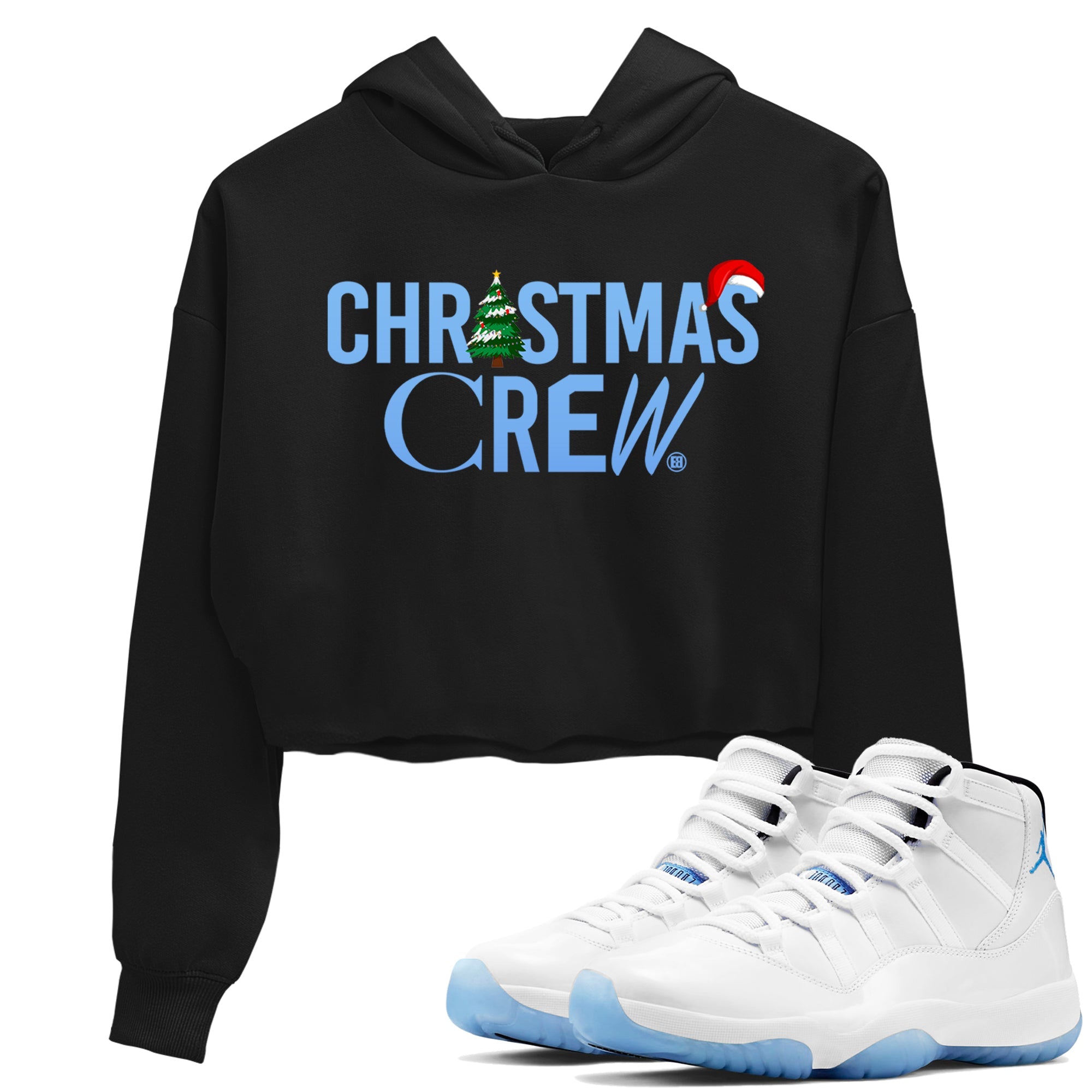 11s Legend Blue t-shirts to match sneakers Holiday Christmas Crew sneaker match tees Air Jordan 11 Retro Legend Blue match shoes to clothes Drip Gear Zone unisex cotton Black 1 crop tee