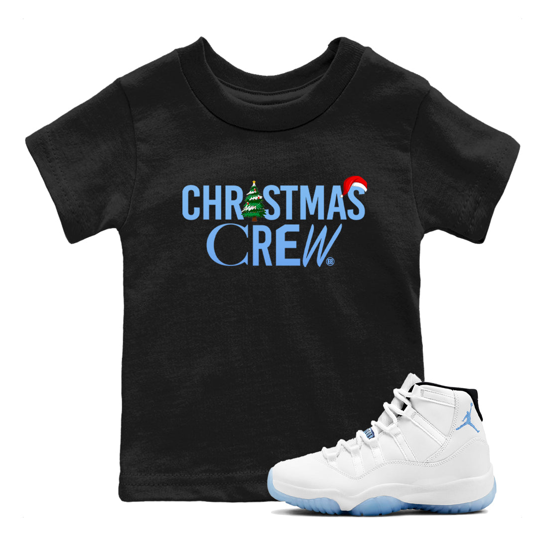 11s Legend Blue t-shirts to match sneakers Holiday Christmas Crew sneaker match tees Air Jordan 11 Retro Legend Blue match shoes to clothes Drip Gear Zone Youth Baby Black 1 tee