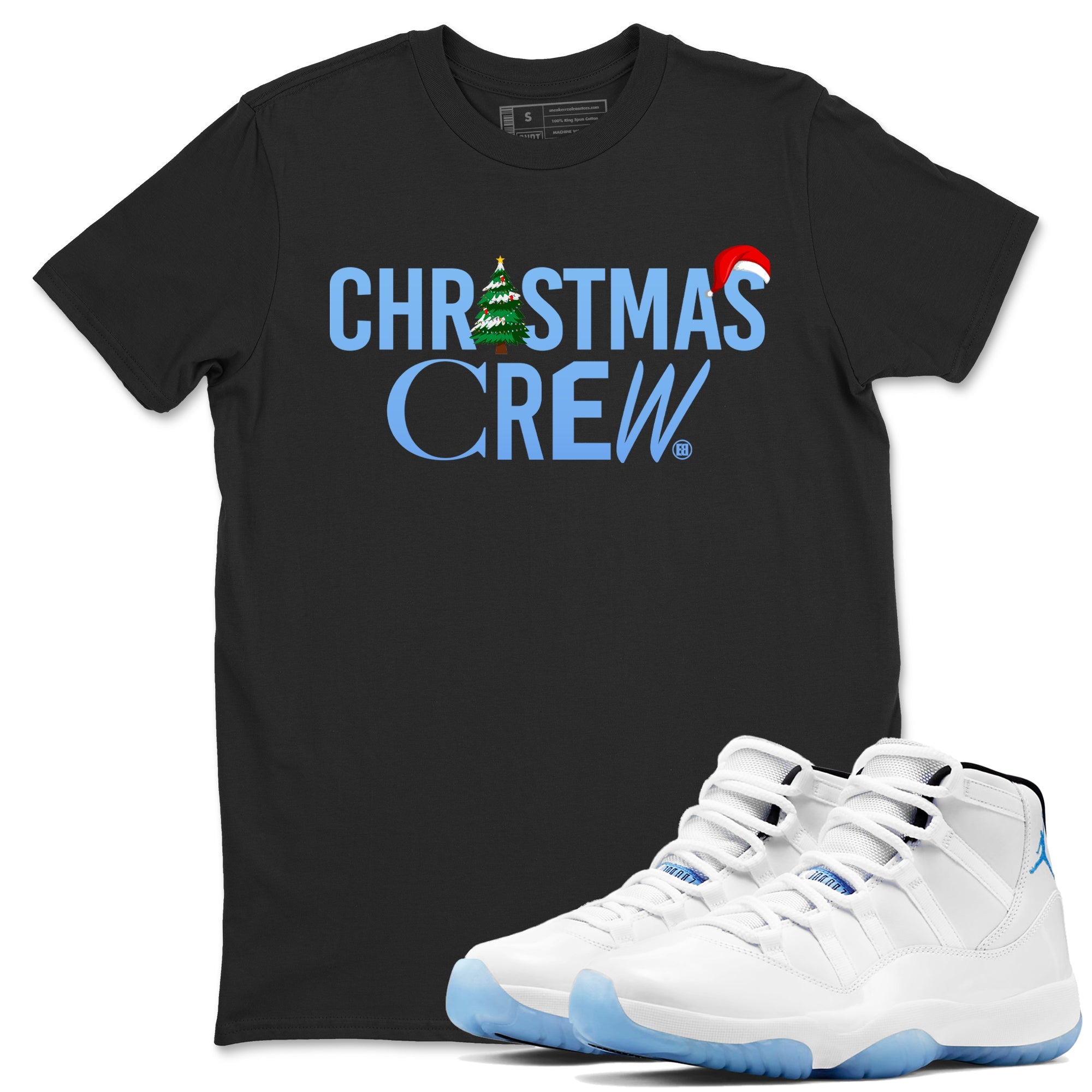 11s Legend Blue t-shirts to match sneakers Holiday Christmas Crew sneaker match tees Air Jordan 11 Retro Legend Blue match shoes to clothes Drip Gear Zone unisex cotton Black 1 shirts