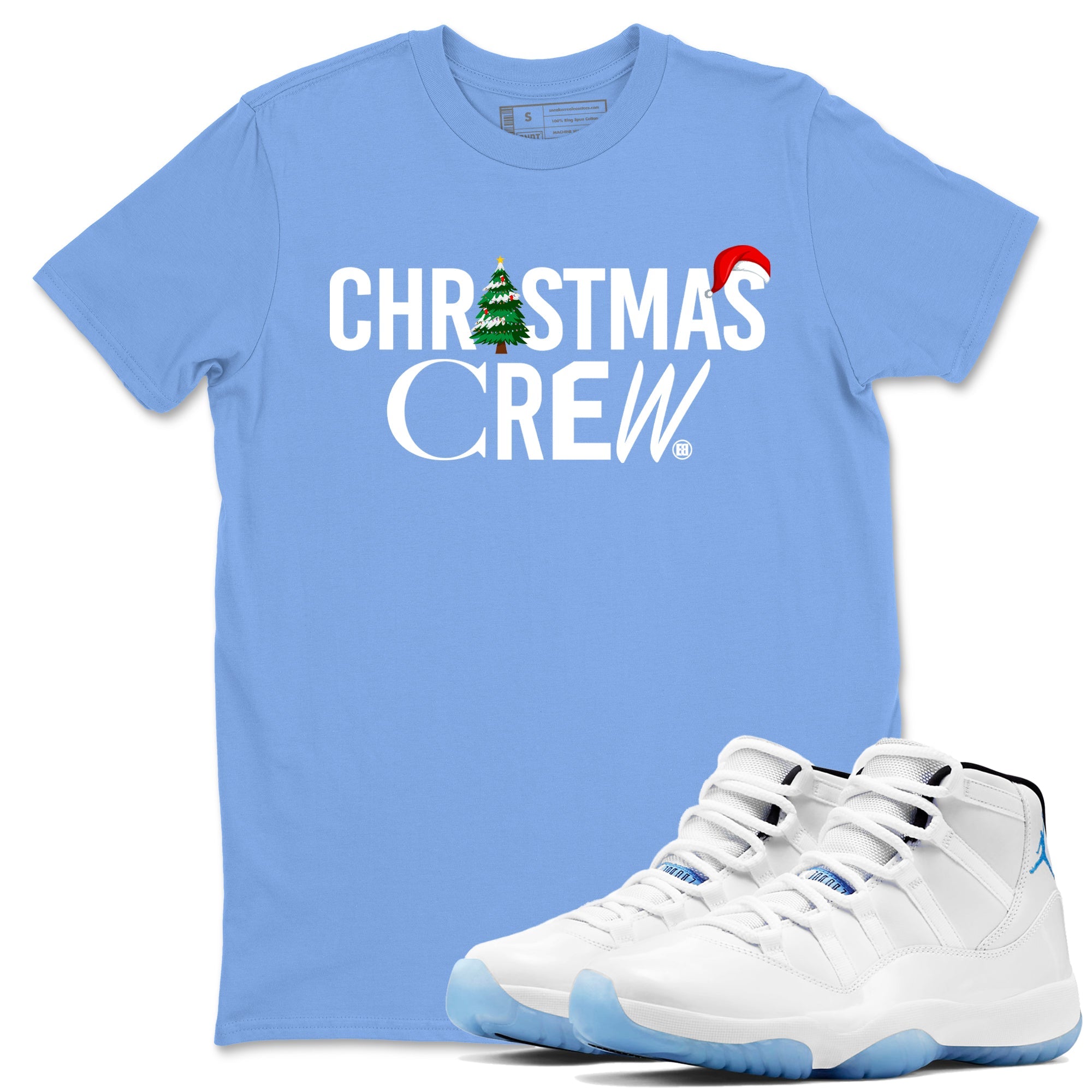 11s Legend Blue t-shirts to match sneakers Holiday Christmas Crew sneaker match tees Air Jordan 11 Retro Legend Blue match shoes to clothes Drip Gear Zone unisex cotton Carolina Blue 1 shirts