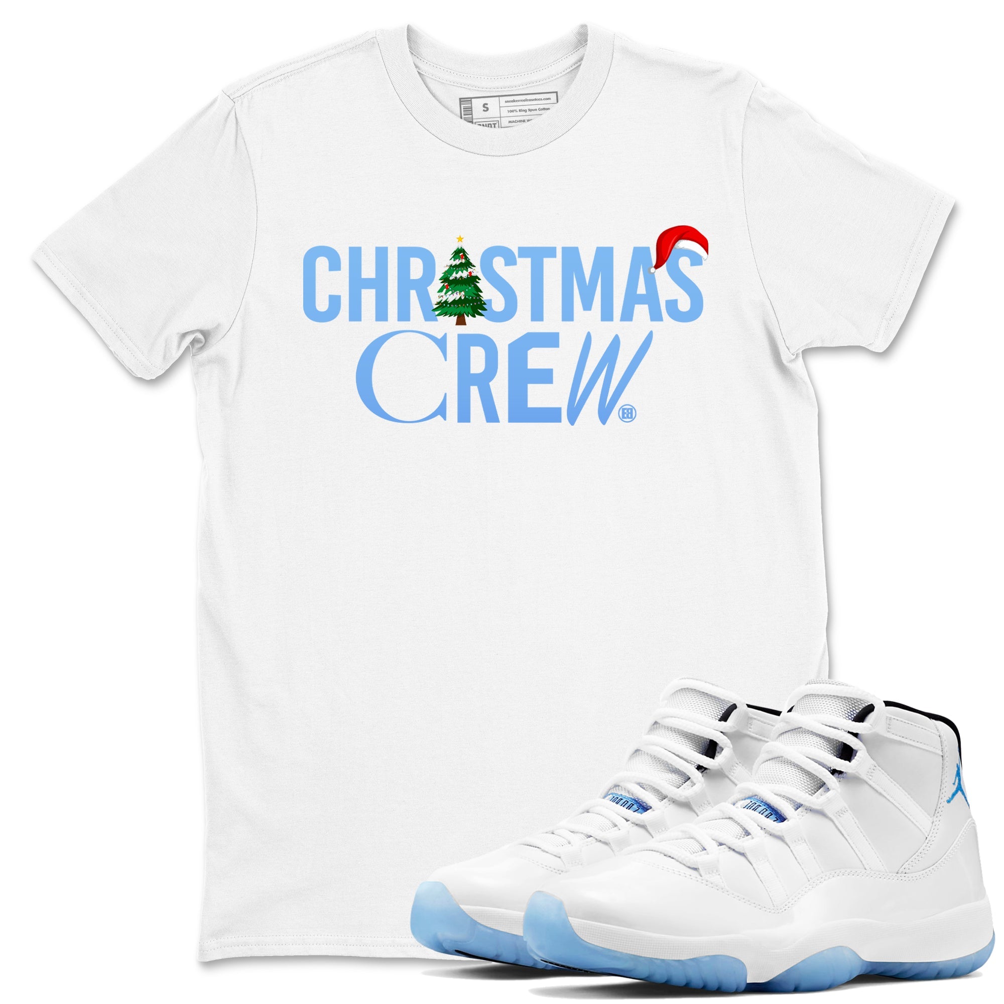 11s Legend Blue t-shirts to match sneakers Holiday Christmas Crew sneaker match tees Air Jordan 11 Retro Legend Blue match shoes to clothes Drip Gear Zone unisex cotton White 1 shirts
