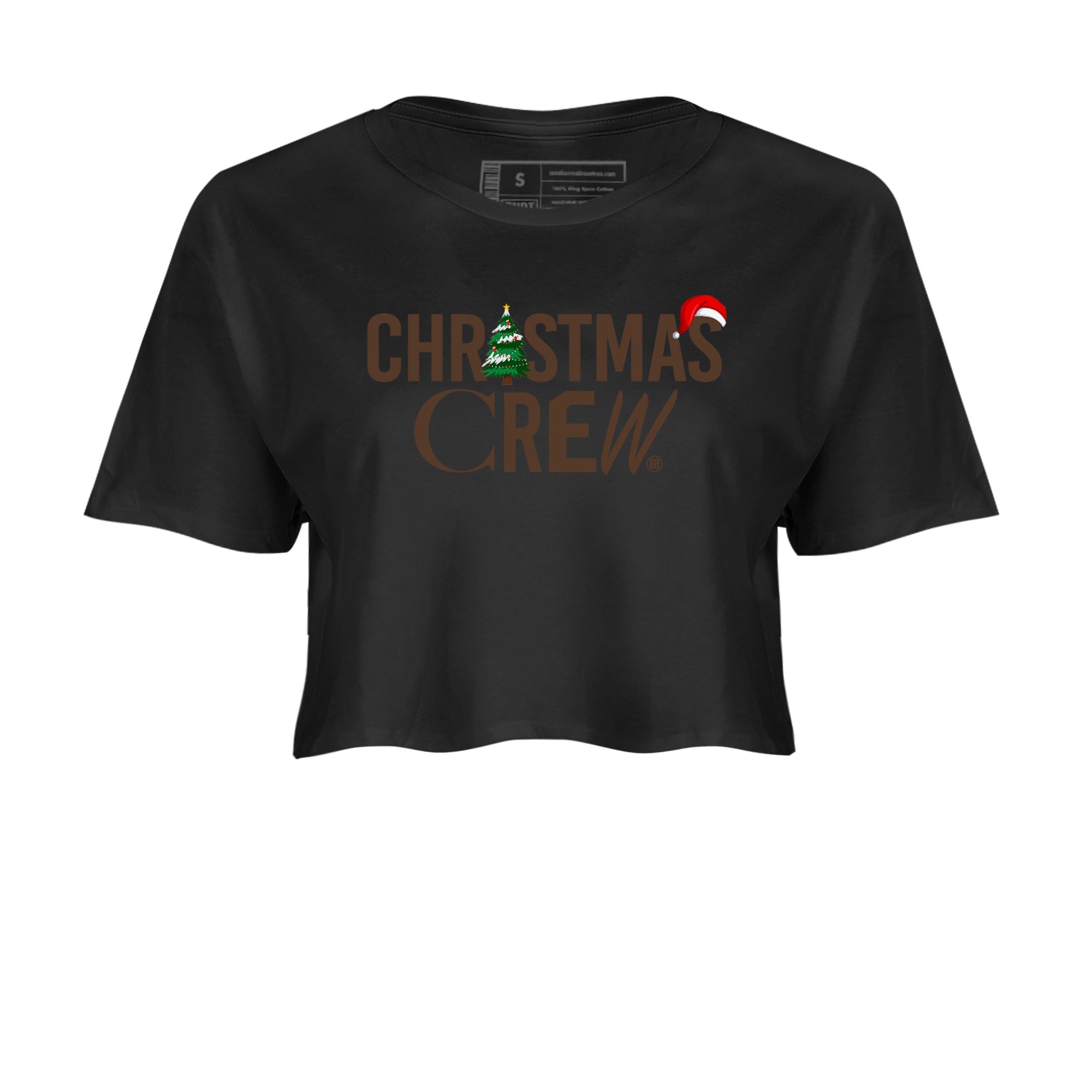 12s Baroque Brown t-shirts to match sneakers Holiday Christmas Crew sneaker match tees Air Jordan 12 Baroque Brown match shoes to clothes Drip Gear Zone unisex cotton Black 2 crop tee