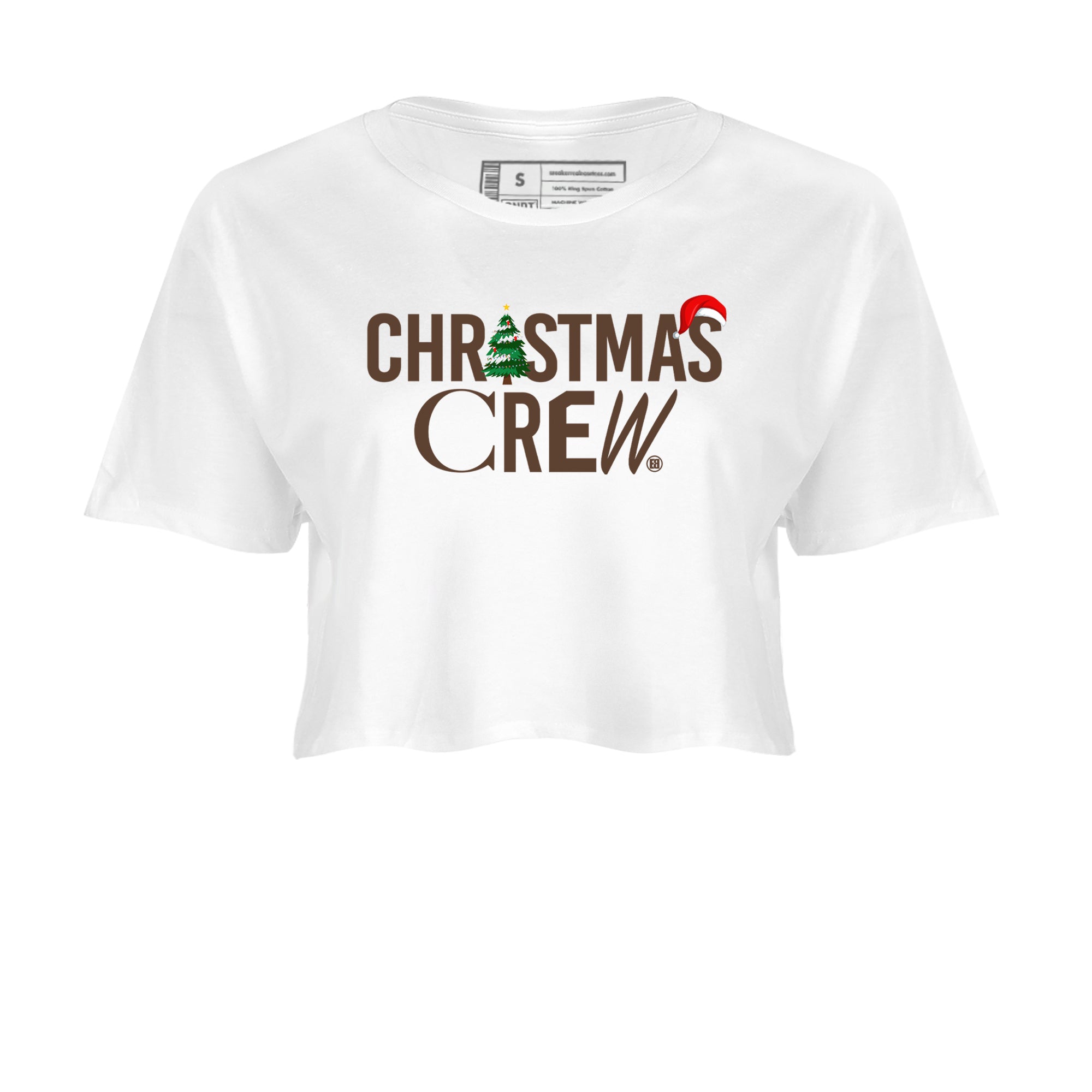 12s Baroque Brown t-shirts to match sneakers Holiday Christmas Crew sneaker match tees Air Jordan 12 Baroque Brown match shoes to clothes Drip Gear Zone unisex cotton White 2 crop tee