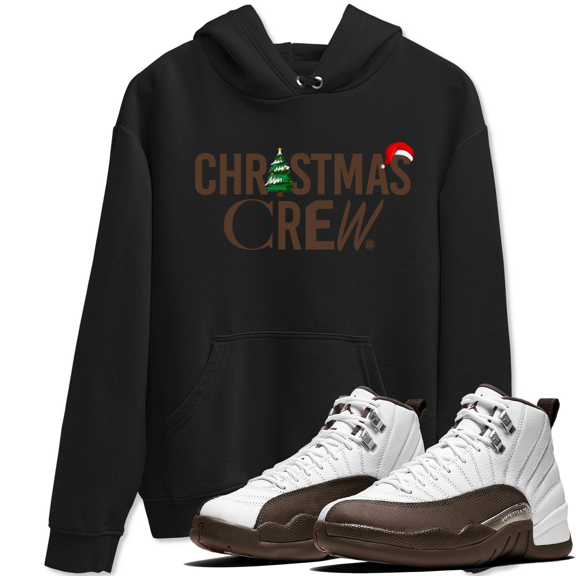 12s Baroque Brown t-shirts to match sneakers Holiday Christmas Crew sneaker match tees Air Jordan 12 Baroque Brown match shoes to clothes Drip Gear Zone unisex cotton Black 1 shirts
