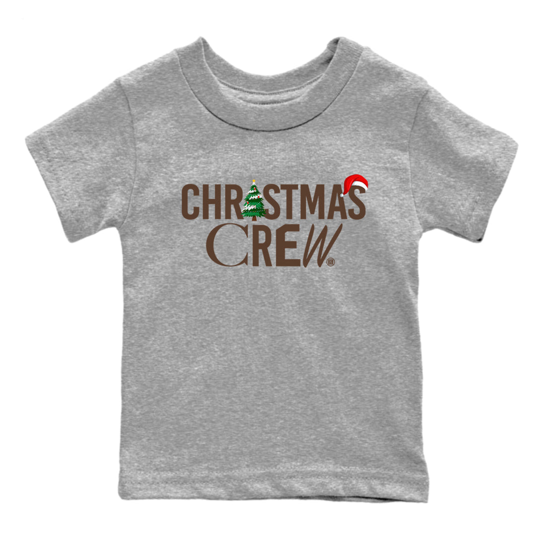 12s Baroque Brown t-shirts to match sneakers Holiday Christmas Crew sneaker match tees Air Jordan 12 Baroque Brown match shoes to clothes Drip Gear Zone Youth Baby Heather Grey 2 tee