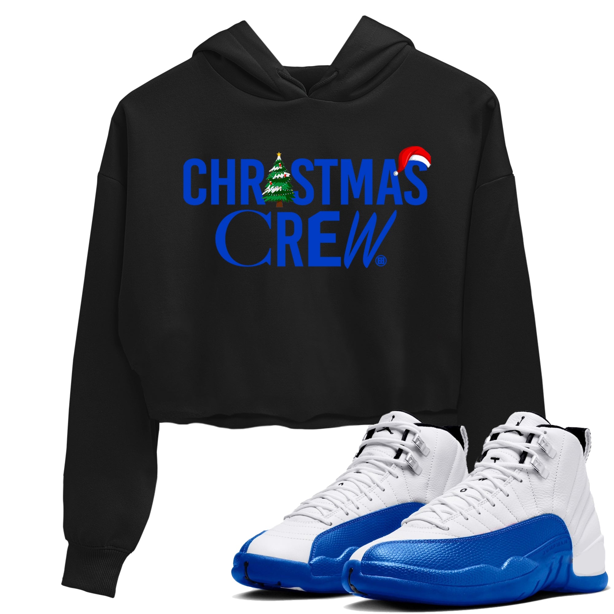 Air Jordan 12 Blueberry t-shirts to match sneakers Holiday Christmas Crew sneaker match tees 12s Blueberry match shoes to clothes Drip Gear Zone unisex cotton Black 1 crop tee