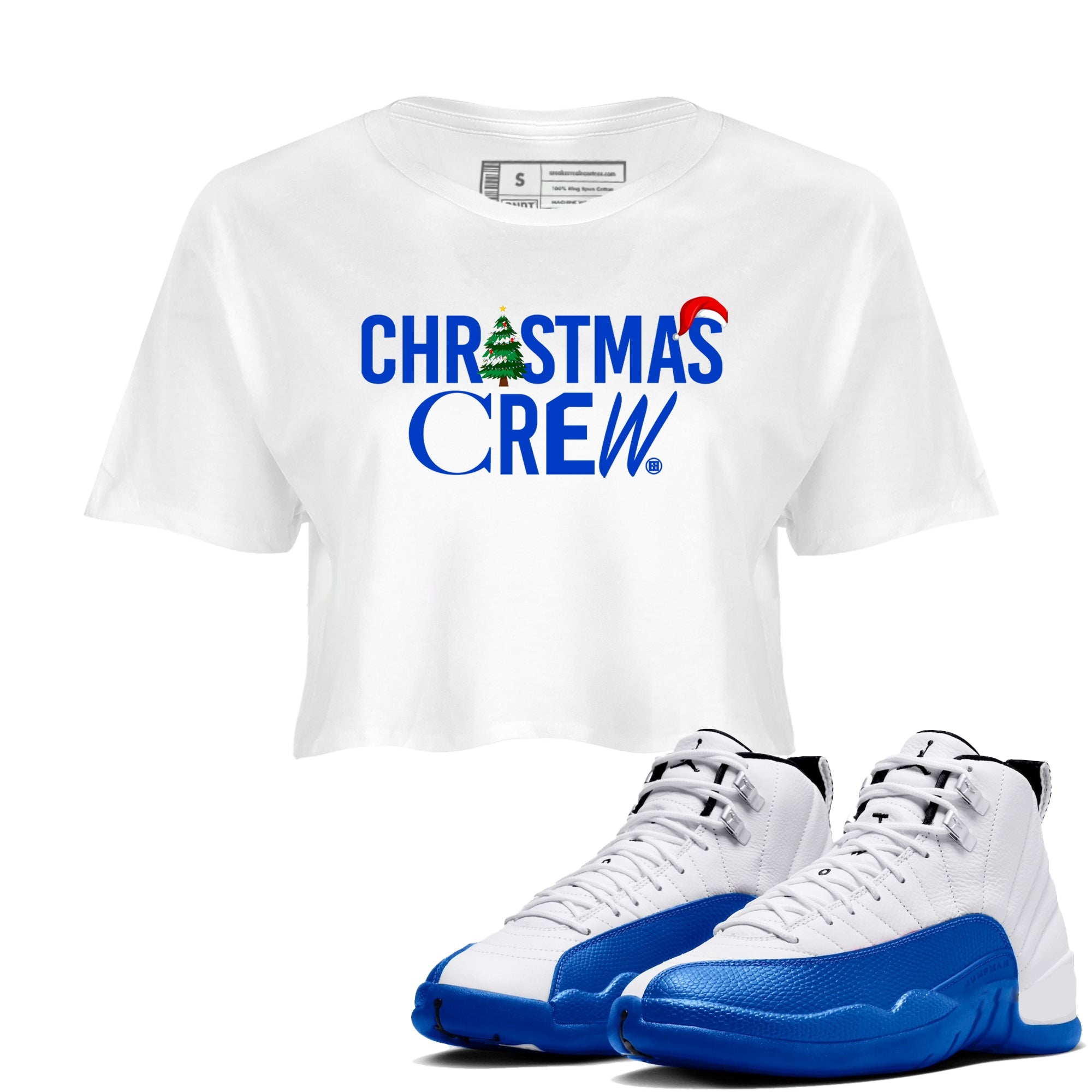 Air Jordan 12 Blueberry t-shirts to match sneakers Holiday Christmas Crew sneaker match tees 12s Blueberry match shoes to clothes Drip Gear Zone unisex cotton White 1 crop tee