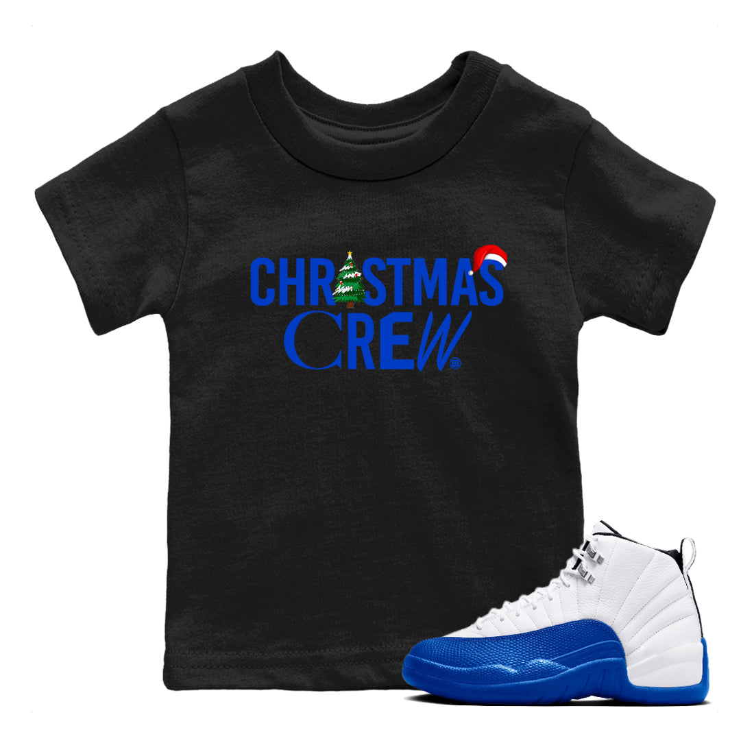 Air Jordan 12 Blueberry t-shirts to match sneakers Holiday Christmas Crew sneaker match tees 12s Blueberry match shoes to clothes Drip Gear Zone Youth Baby Black 1 tee