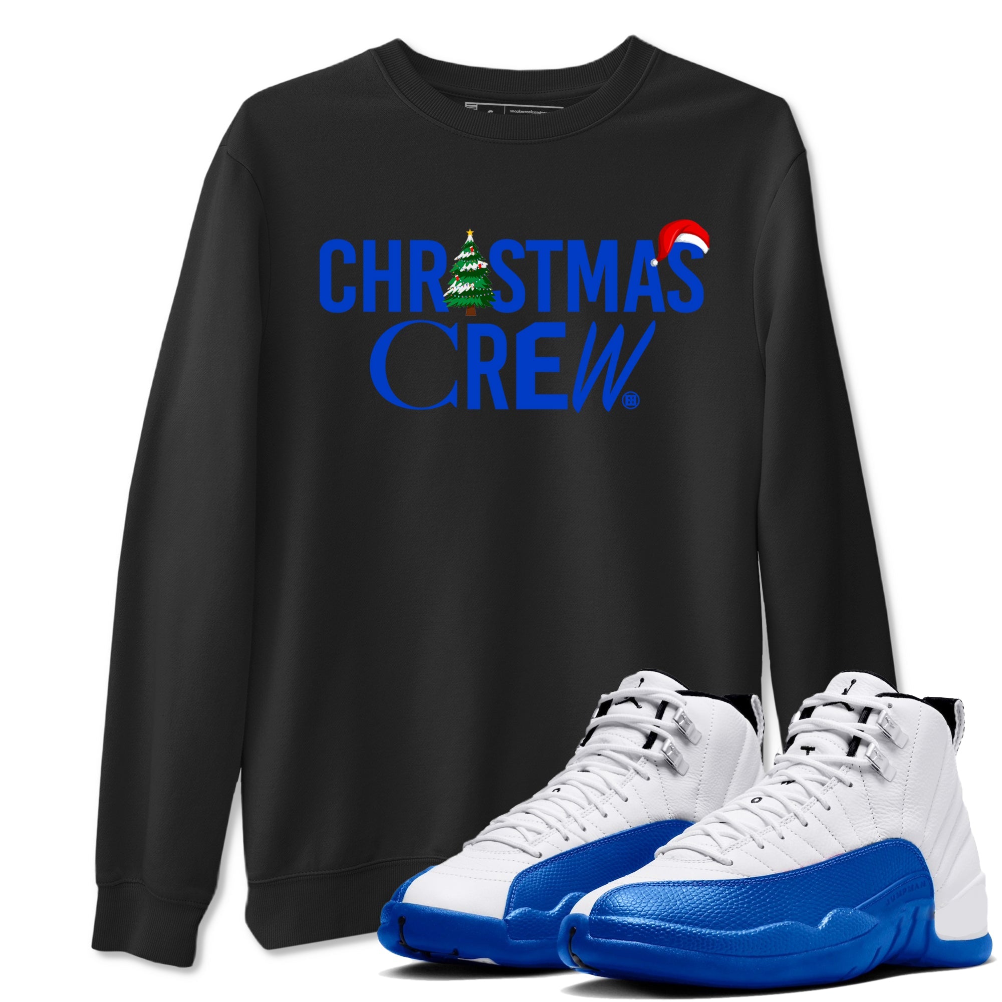 Air Jordan 12 Blueberry t-shirts to match sneakers Holiday Christmas Crew sneaker match tees 12s Blueberry match shoes to clothes Drip Gear Zone unisex cotton Black 1 shirts