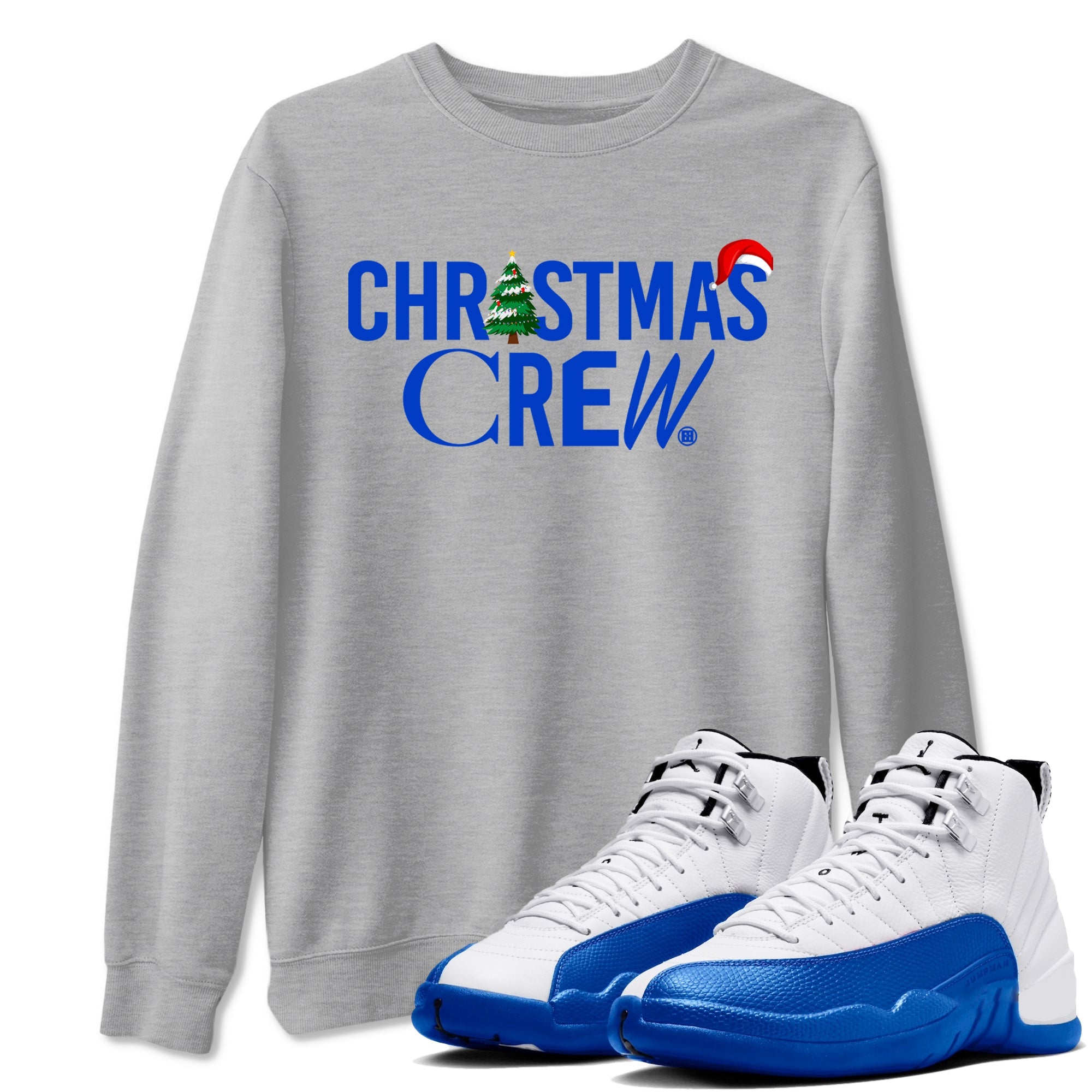 Air Jordan 12 Blueberry t-shirts to match sneakers Holiday Christmas Crew sneaker match tees 12s Blueberry match shoes to clothes Drip Gear Zone unisex cotton Heather Grey 1 shirts