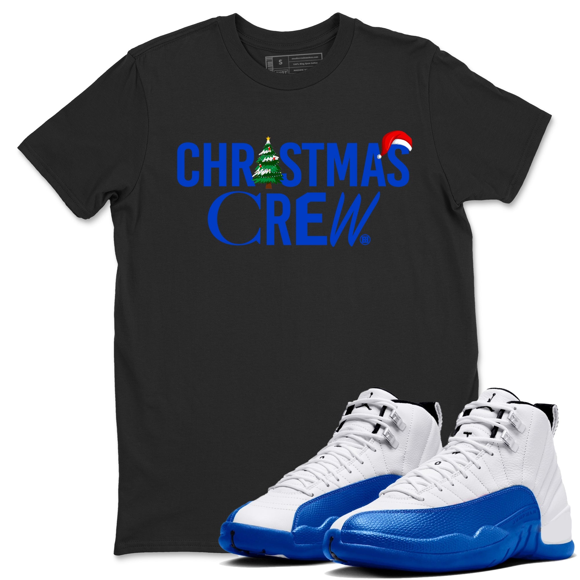 Air Jordan 12 Blueberry t-shirts to match sneakers Holiday Christmas Crew sneaker match tees 12s Blueberry match shoes to clothes Drip Gear Zone unisex cotton Black 1 shirts
