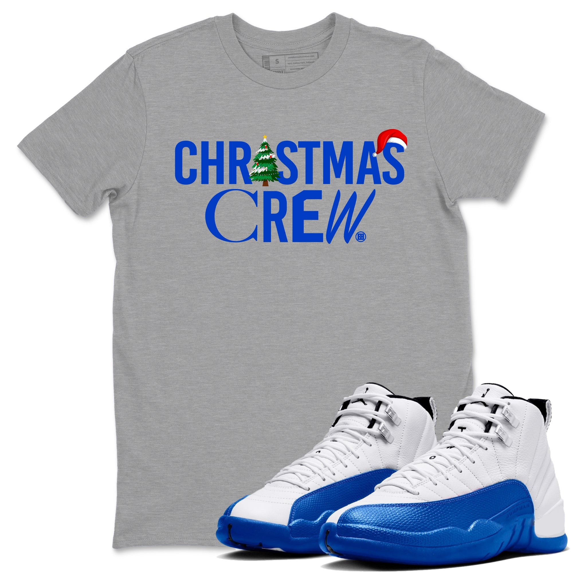 Air Jordan 12 Blueberry t-shirts to match sneakers Holiday Christmas Crew sneaker match tees 12s Blueberry match shoes to clothes Drip Gear Zone unisex cotton Heather Grey 1 shirts