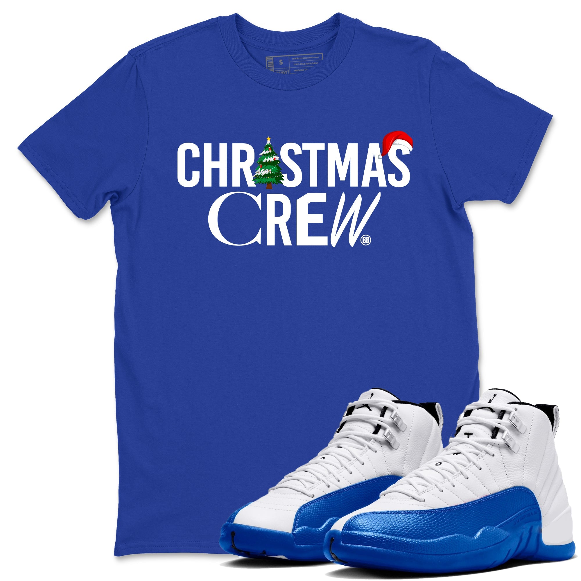 Air Jordan 12 Blueberry t-shirts to match sneakers Holiday Christmas Crew sneaker match tees 12s Blueberry match shoes to clothes Drip Gear Zone unisex cotton Royal Blue 1 shirts