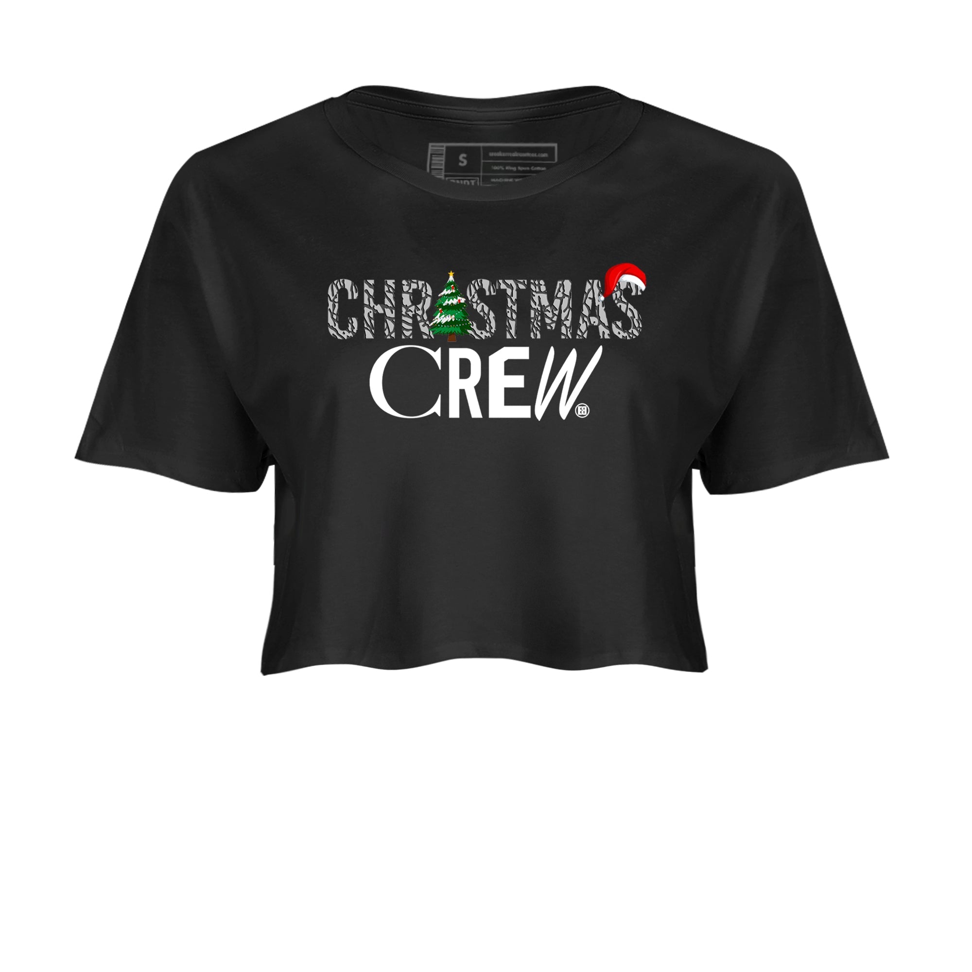 3s Black Cement t-shirts to match sneakers Holiday Christmas Crew sneaker match tees Jordan 3 Retro Black Cement match shoes to clothes Drip Gear Zone unisex cotton Black 2 crop tee