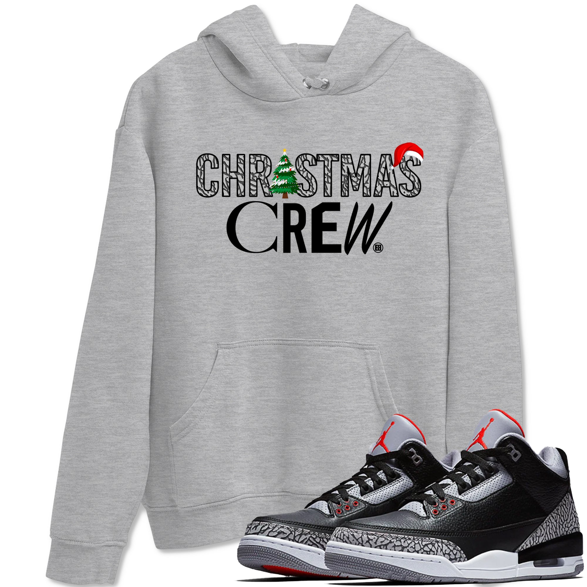 3s Black Cement t-shirts to match sneakers Holiday Christmas Crew sneaker match tees Jordan 3 Retro Black Cement match shoes to clothes Drip Gear Zone unisex cotton Heather Grey 1 shirts