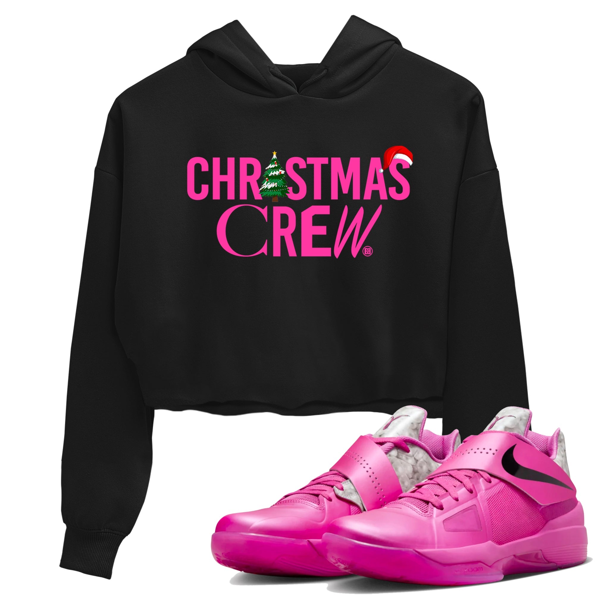 Nike KD 4 Retro Aunt Pearl shirts to match jordans Christmas Crew Holiday Christmas sneaker match tees Nike KD 4 Aunt Pearl match shoes to clothes Drip Gear Zone unisex cotton Black 1 crop tee