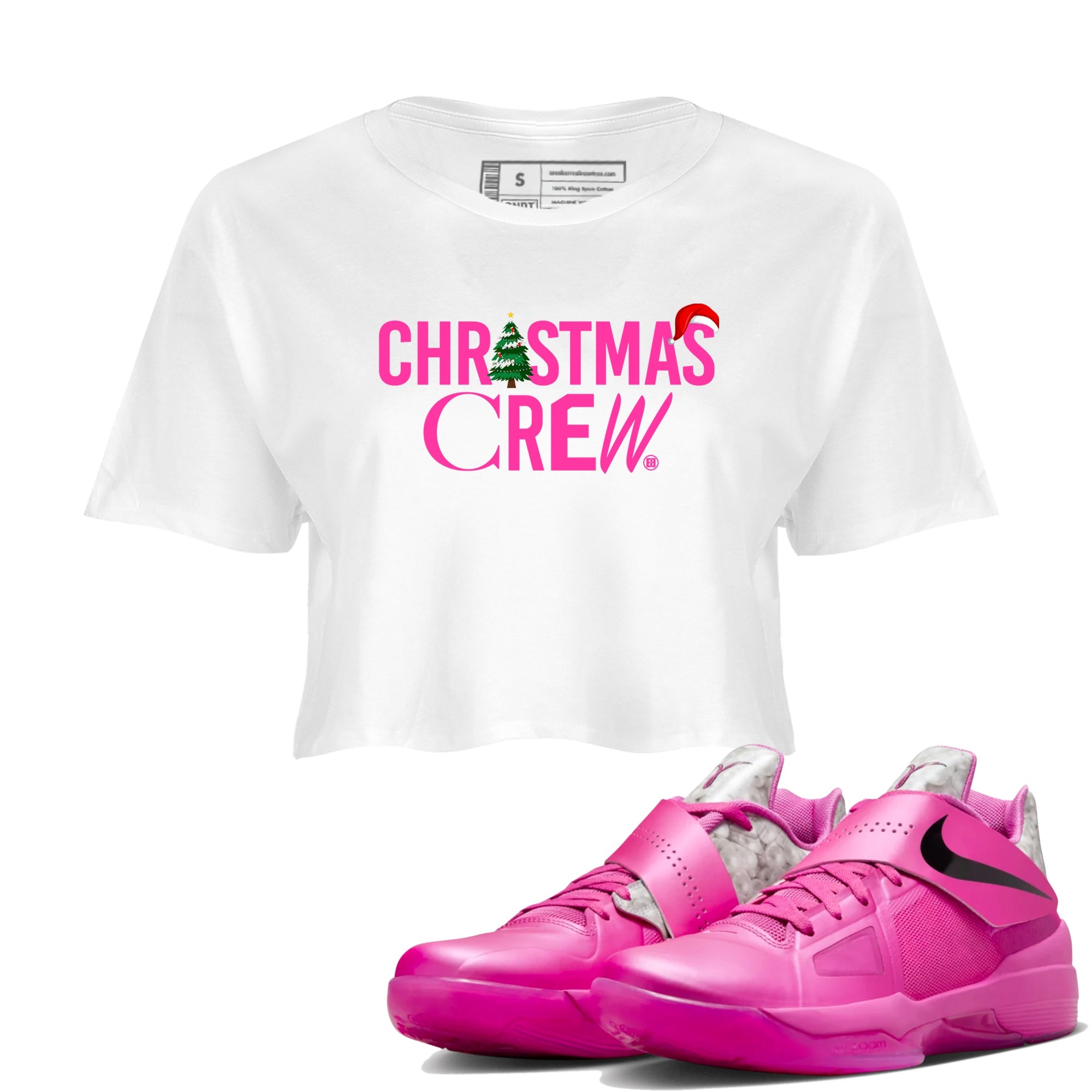 Nike KD 4 Retro Aunt Pearl shirts to match jordans Christmas Crew Holiday Christmas sneaker match tees Nike KD 4 Aunt Pearl match shoes to clothes Drip Gear Zone unisex cotton White 1 crop tee