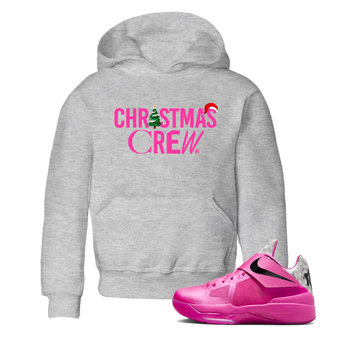 Nike KD 4 Retro Aunt Pearl shirts to match jordans Christmas Crew Holiday Christmas sneaker match tees Nike KD 4 Aunt Pearl match shoes to clothes Drip Gear Zone Youth Baby Heather Grey 1 tee