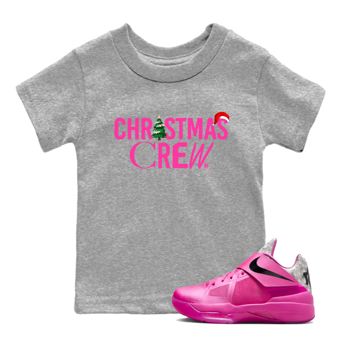 Nike KD 4 Retro Aunt Pearl shirts to match jordans Christmas Crew Holiday Christmas sneaker match tees Nike KD 4 Aunt Pearl match shoes to clothes Drip Gear Zone Youth Baby Heather Grey 1 tee