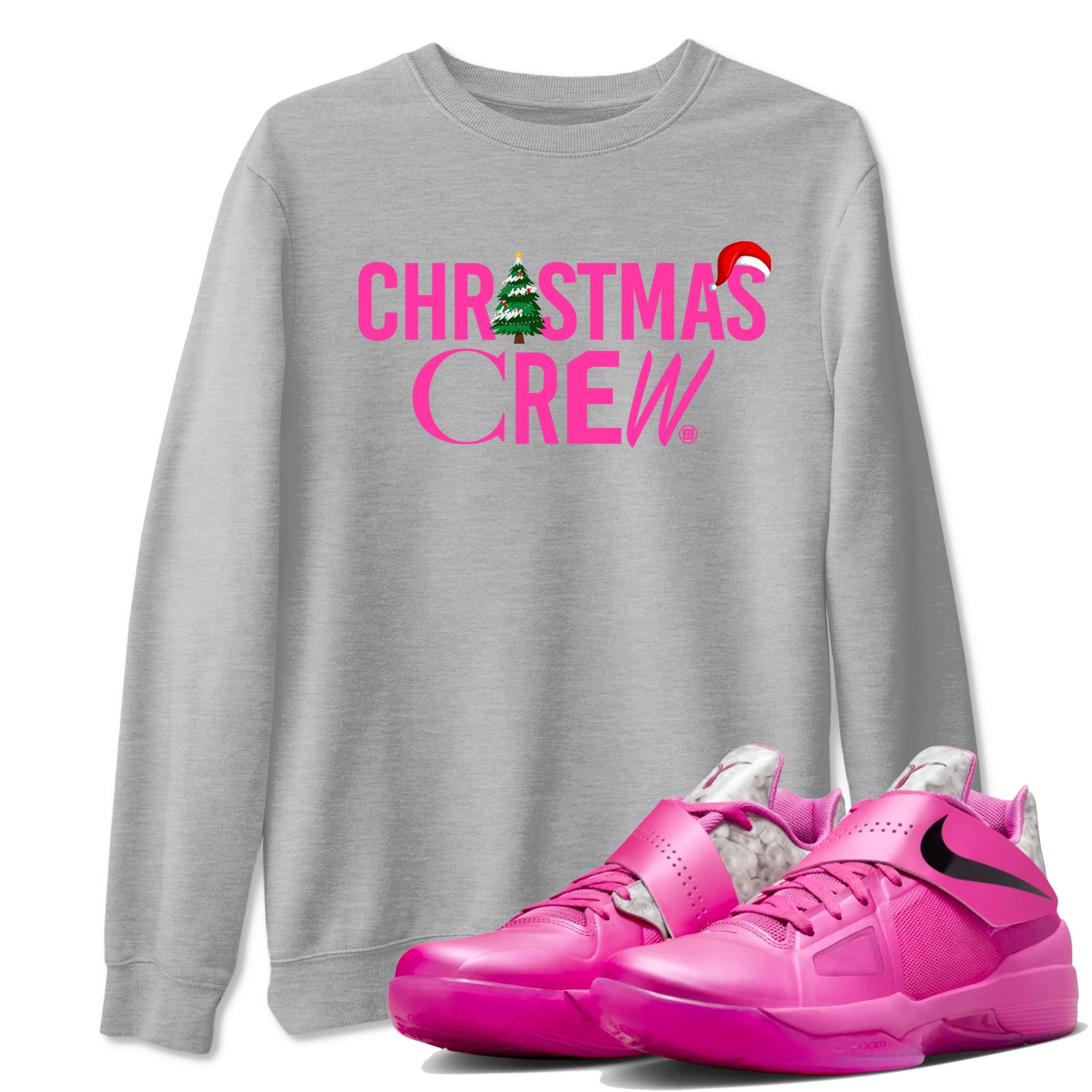 Nike KD 4 Retro Aunt Pearl shirts to match jordans Christmas Crew Holiday Christmas sneaker match tees Nike KD 4 Aunt Pearl match shoes to clothes Drip Gear Zone unisex cotton Heather Grey 1 shirts