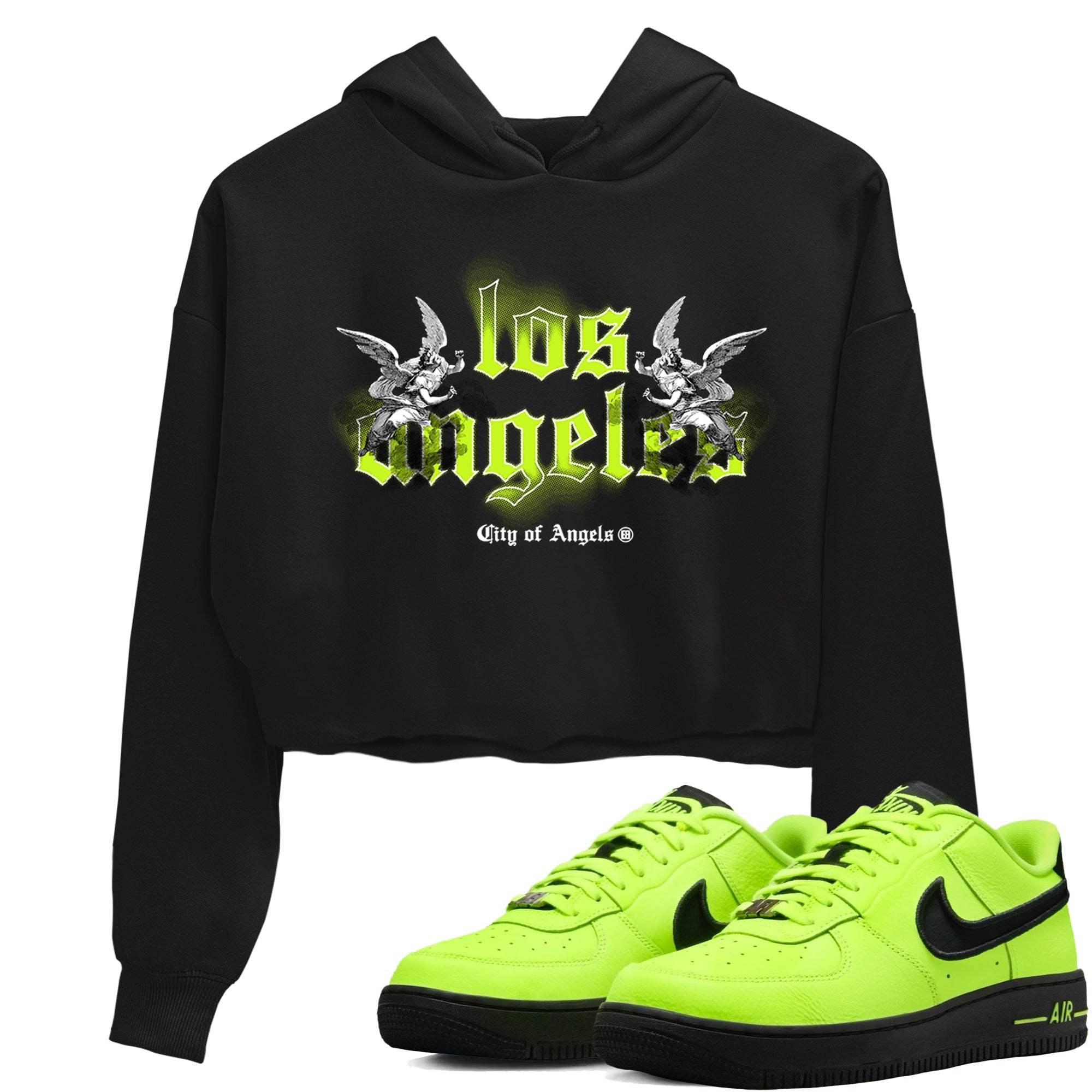 AF 1 Volt shirts to match jordans City Of Angeles sneaker match tees Air Force 1 Low Dance Volt match shoes to clothes Drip Gear Zone unisex cotton Black 1 crop tee