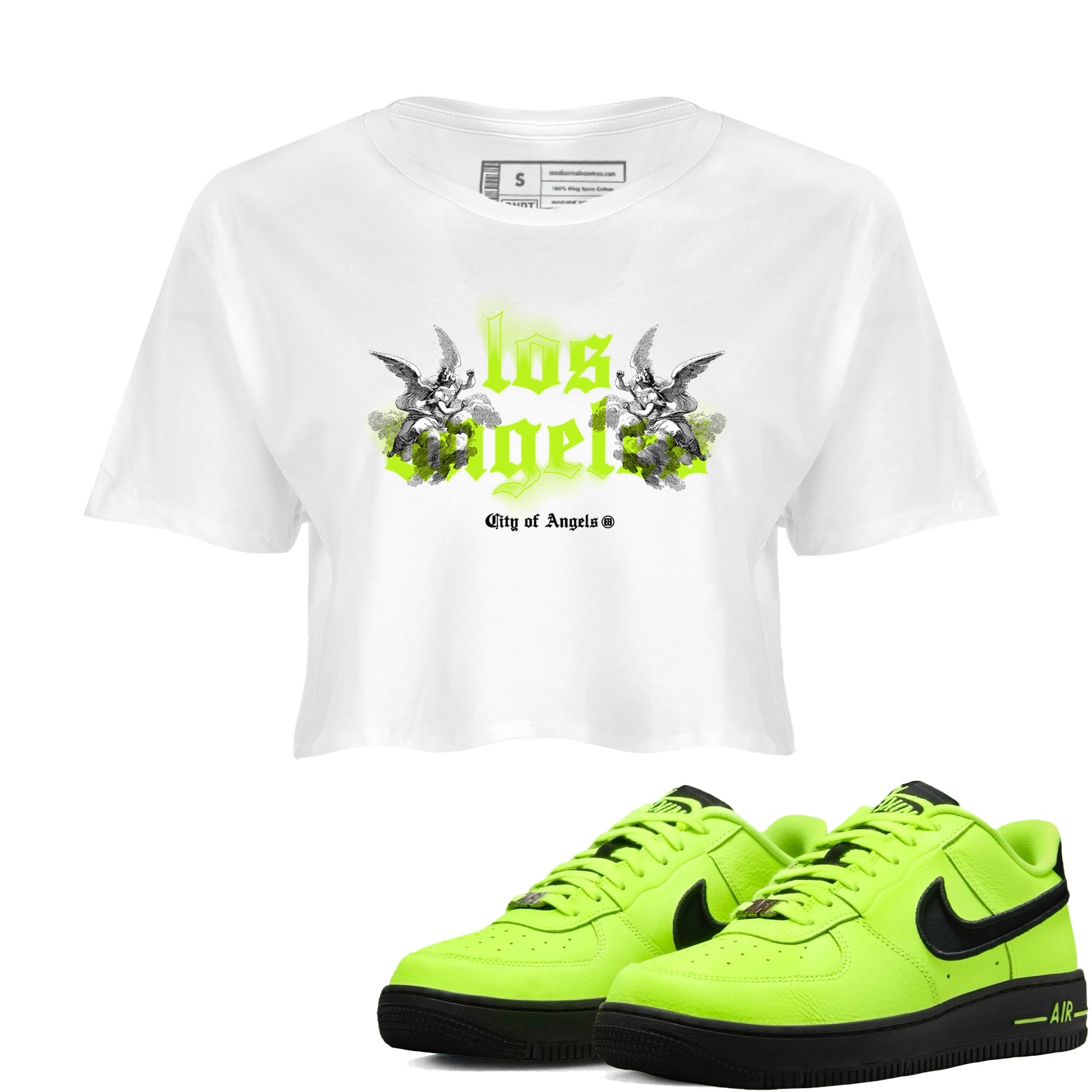 AF 1 Volt shirts to match jordans City Of Angeles sneaker match tees Air Force 1 Low Dance Volt match shoes to clothes Drip Gear Zone unisex cotton White 1 crop tee