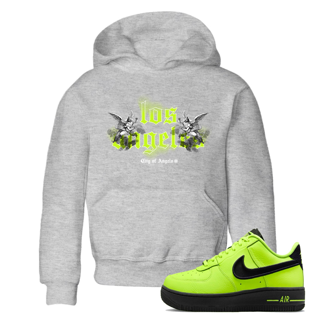 AF 1 Volt shirts to match jordans City Of Angeles sneaker match tees Air Force 1 Low Dance Volt match shoes to clothes Drip Gear Zone Youth Baby Heather Grey 1 tee