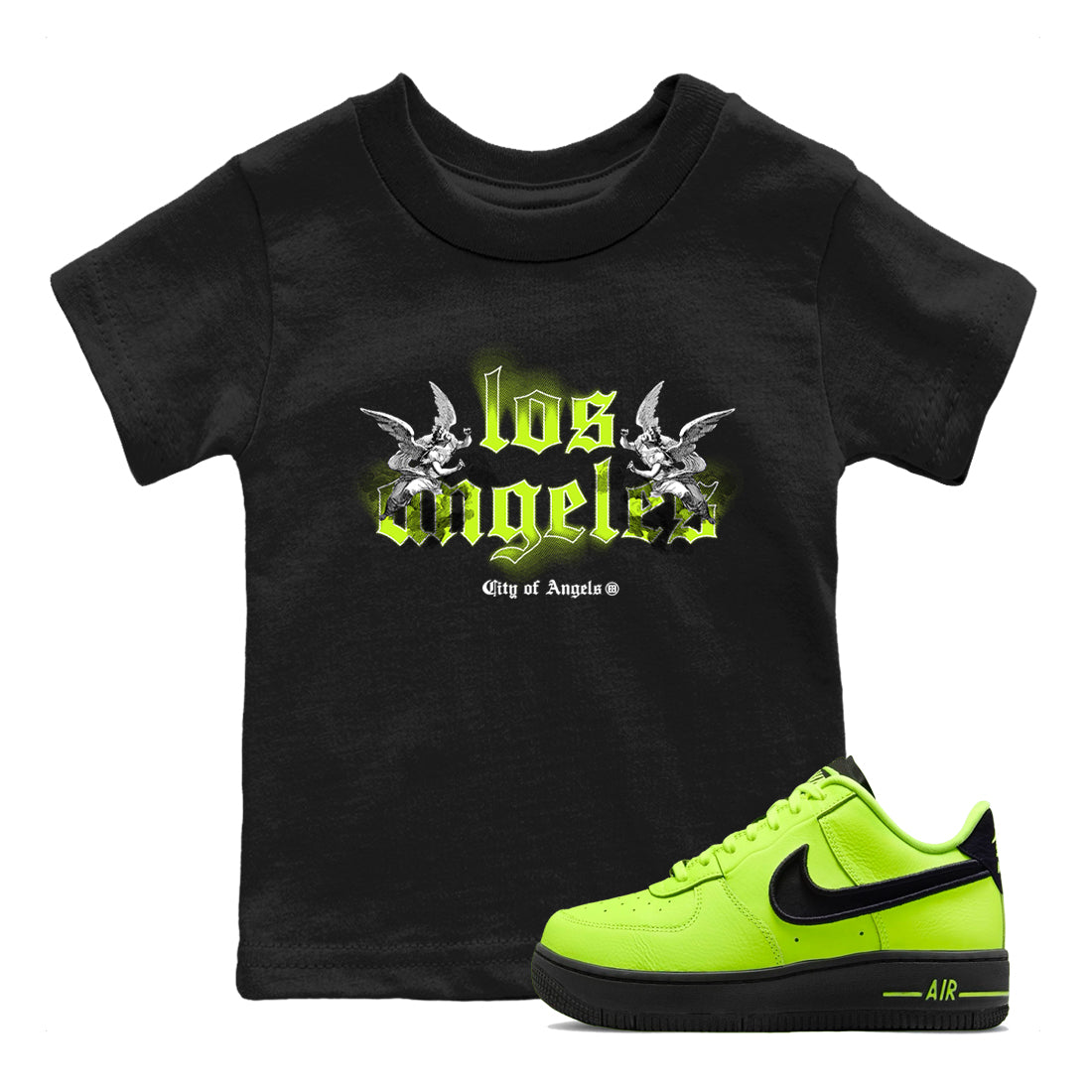 AF 1 Volt shirts to match jordans City Of Angeles sneaker match tees Air Force 1 Low Dance Volt match shoes to clothes Drip Gear Zone Youth Baby Black 1 tee